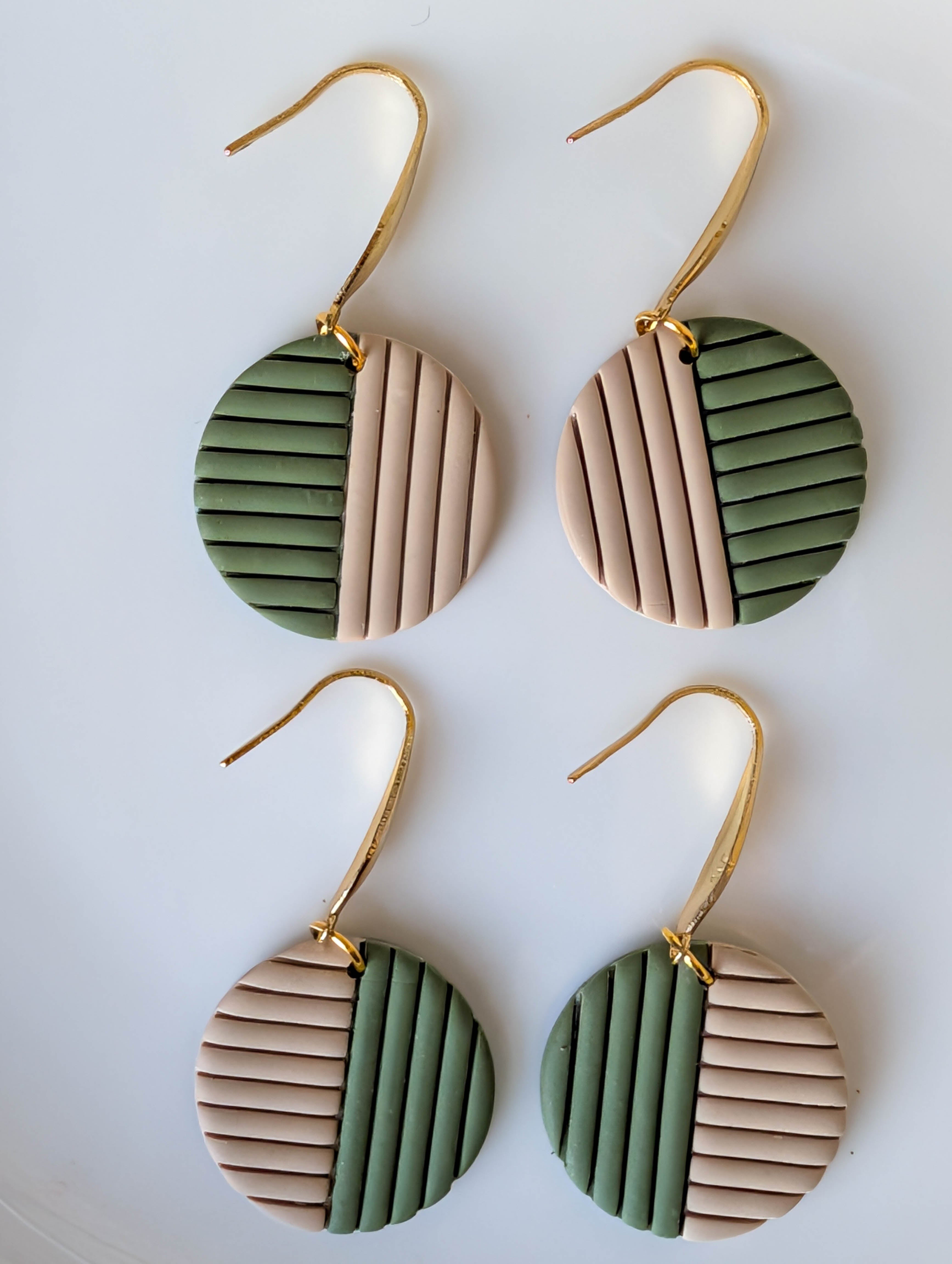 Neutral Color Block Geometric Earrings