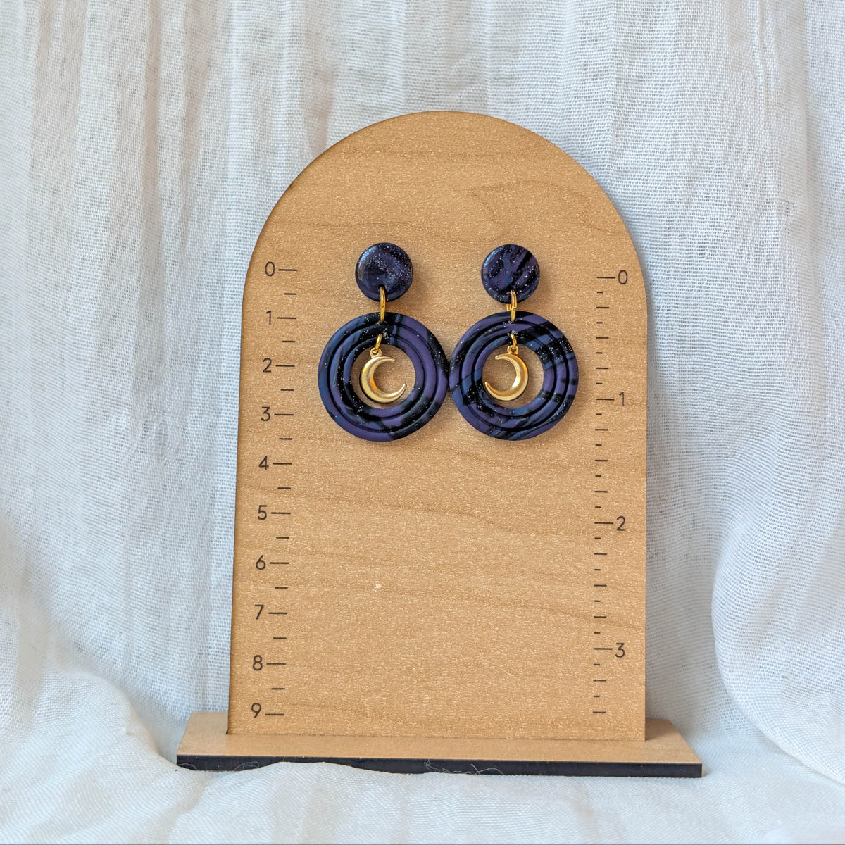 Celestial Marble Moon Earrings – Gothic Jewelry