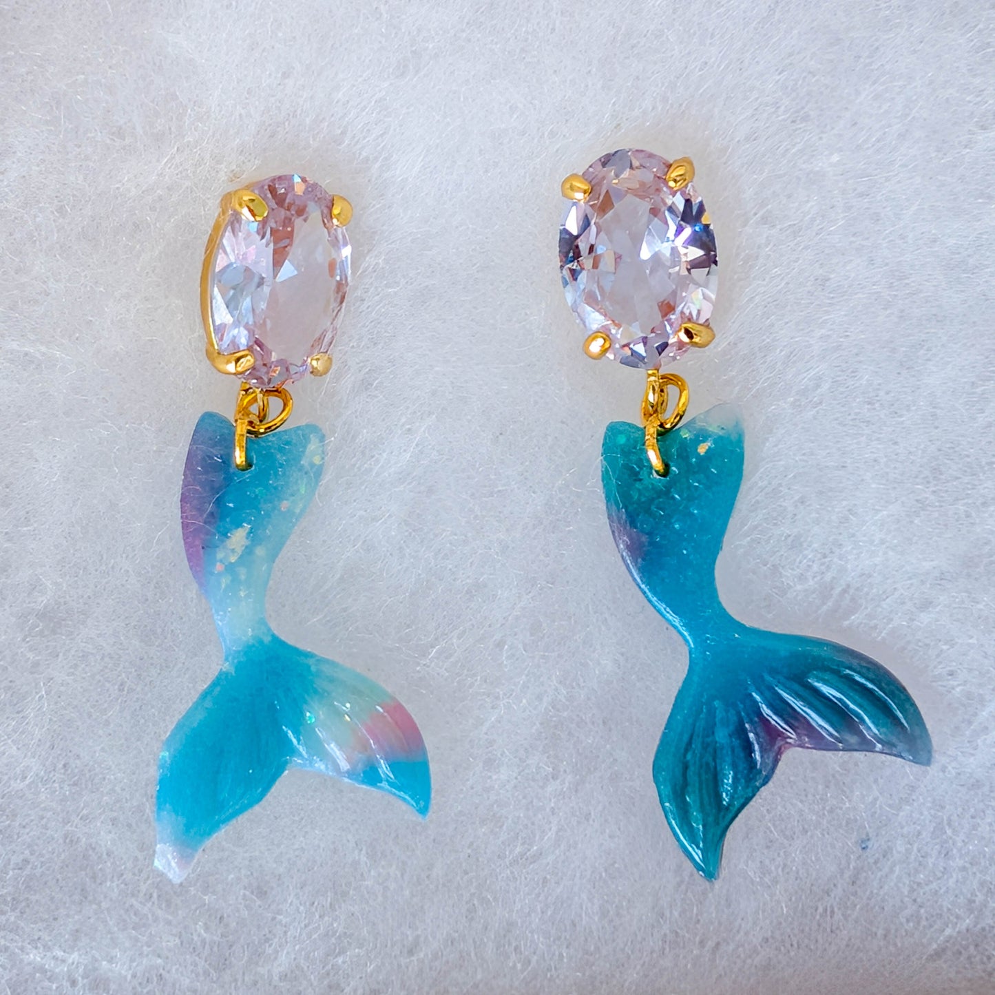 Whimsical Mermaid Marble Statement Earrings for Summer Style