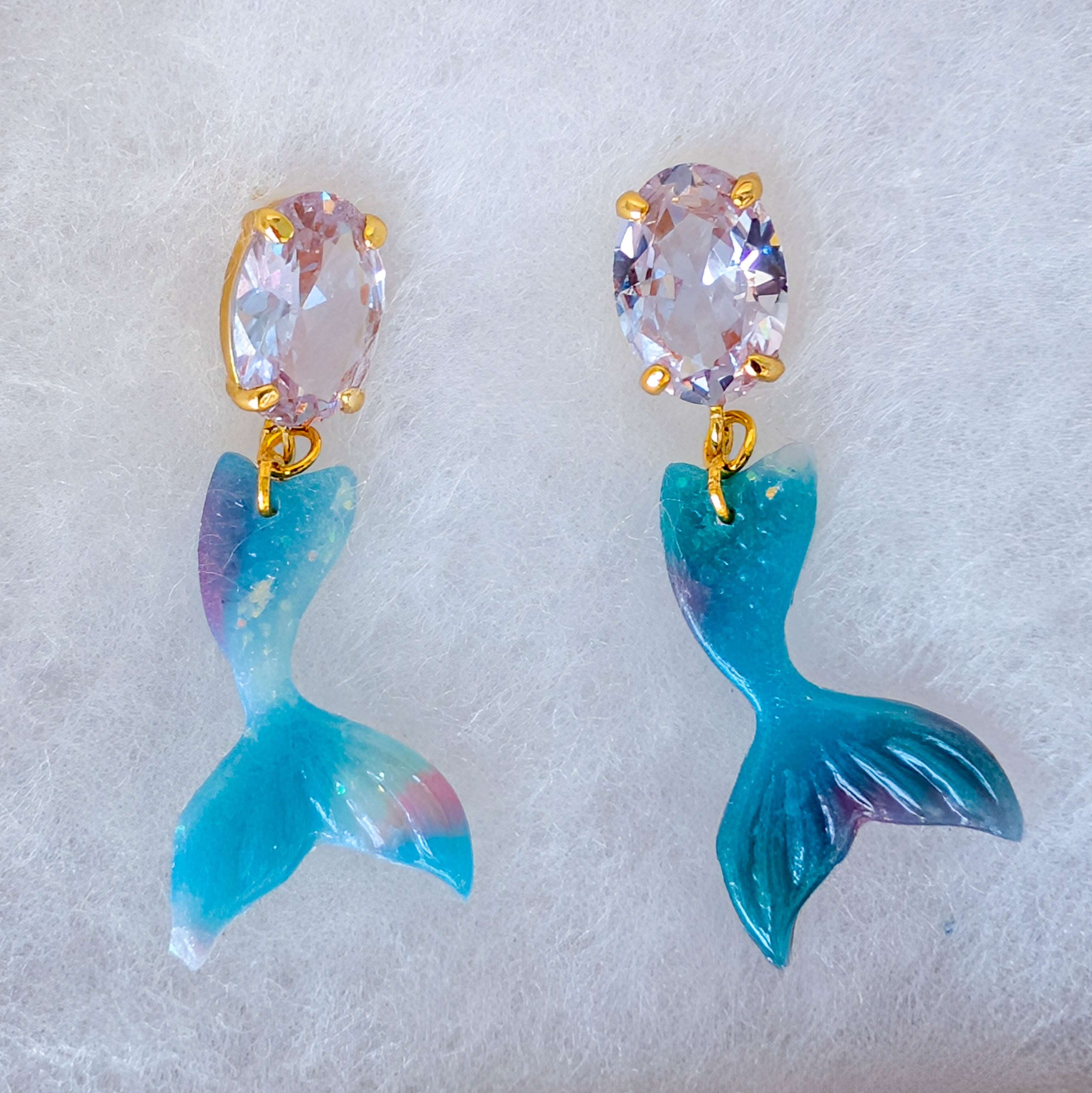 Whimsical Mermaid Marble Statement Earrings for Summer Style