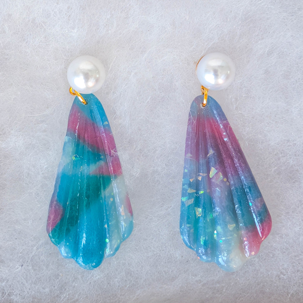 Whimsical Mermaid Marble Statement Earrings for Summer Style