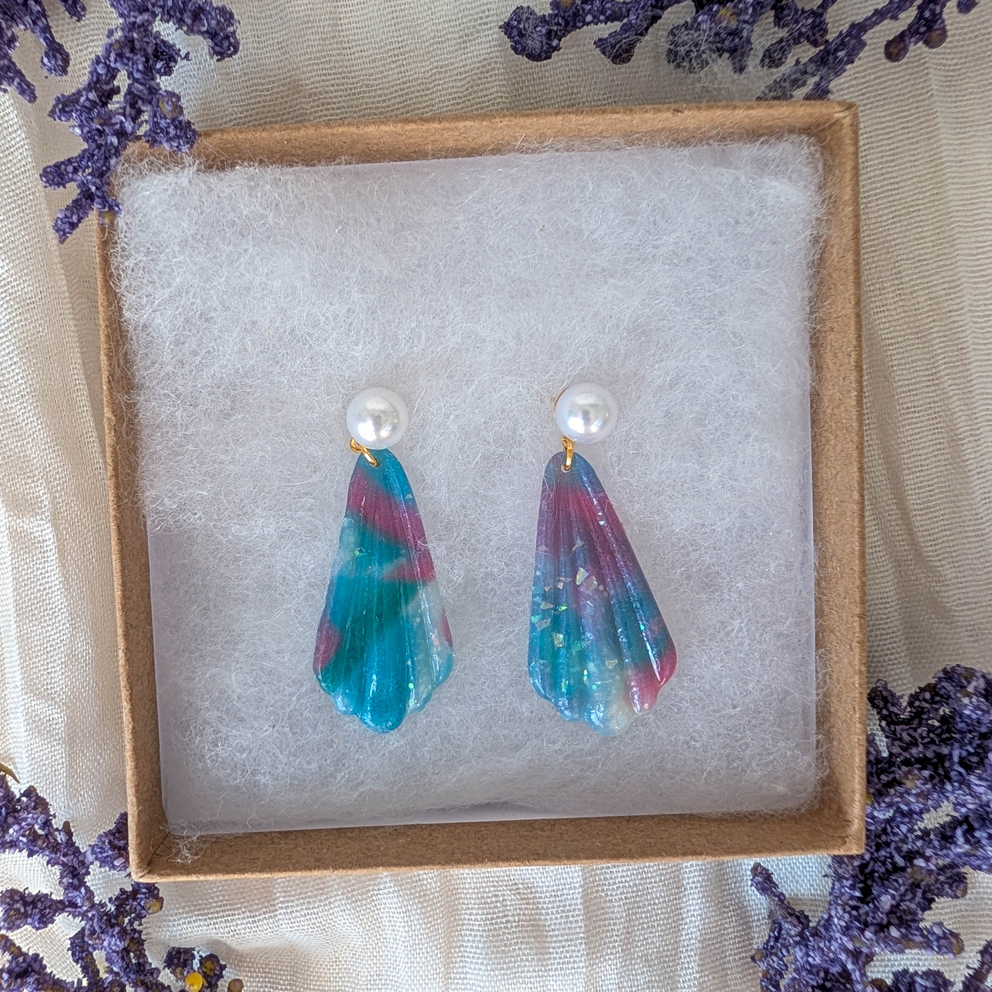 Whimsical Mermaid Marble Statement Earrings for Summer Style