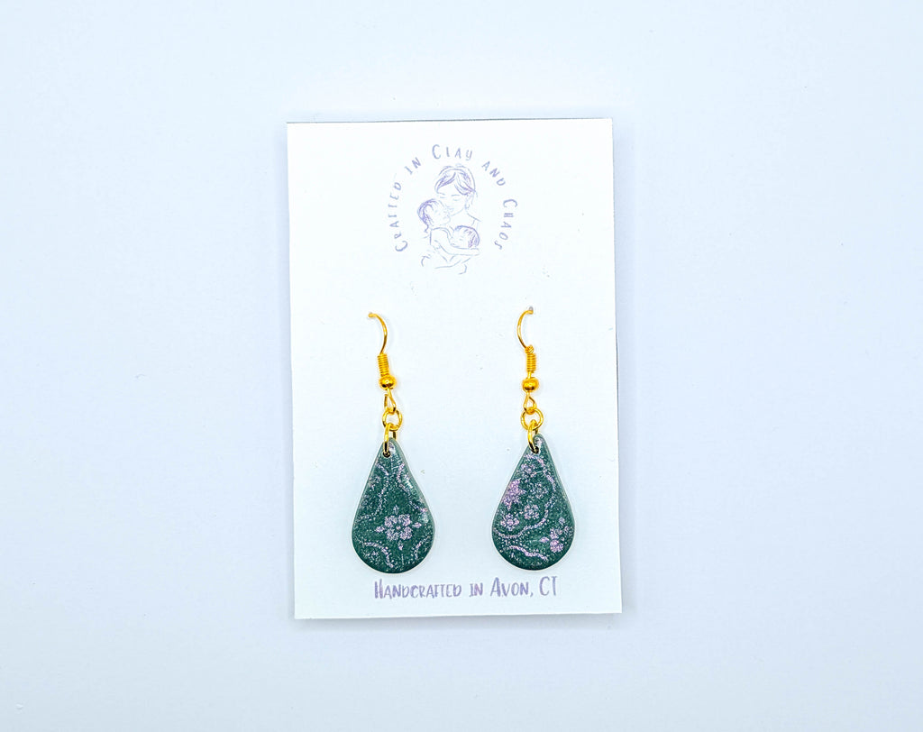 Moroccan Teardrop Dangle Earrings with Subtle Gold Shimmer