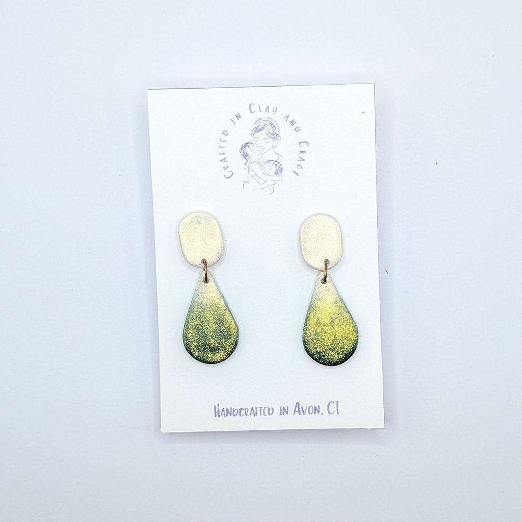Lightweight Polymer Clay Teardrop Earrings, Handmade Minimal Shimmer Dangles