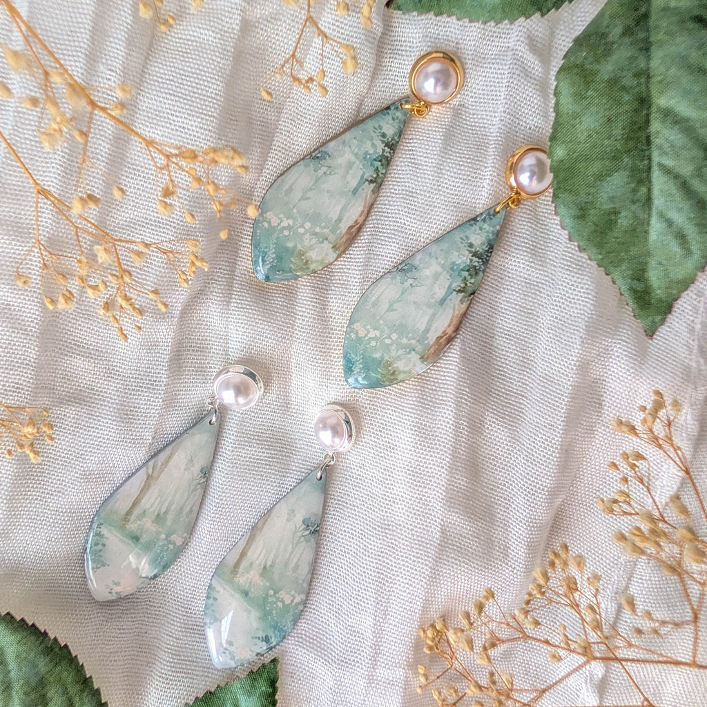 Mystical Forest Polymer Clay Earrings: Fairycore Ren Faire Jewelry