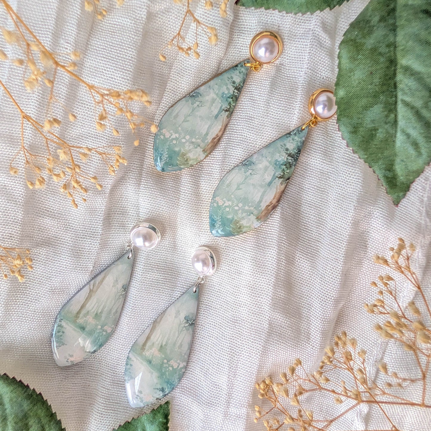 Mystical Forest Polymer Clay Earrings: Fairycore Ren Faire Jewelry