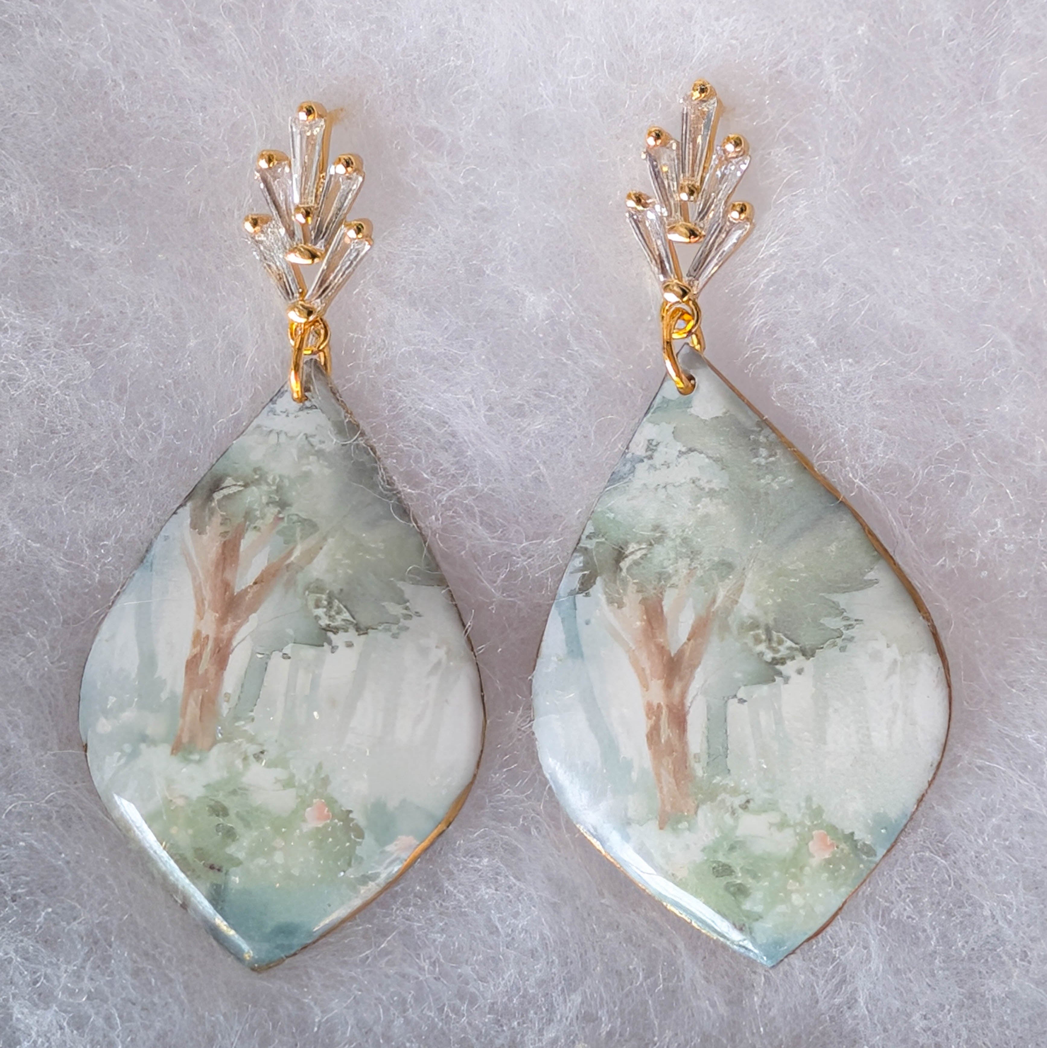 Mystical Forest Polymer Clay Earrings: Fairycore Ren Faire Jewelry