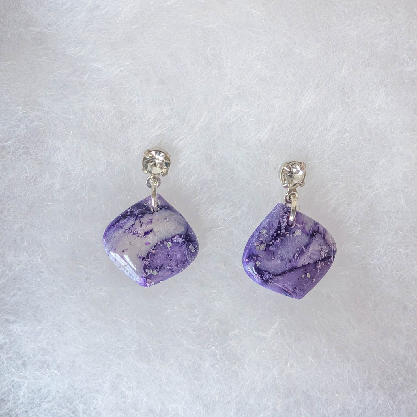 Purple Faux Stone Statement Earrings