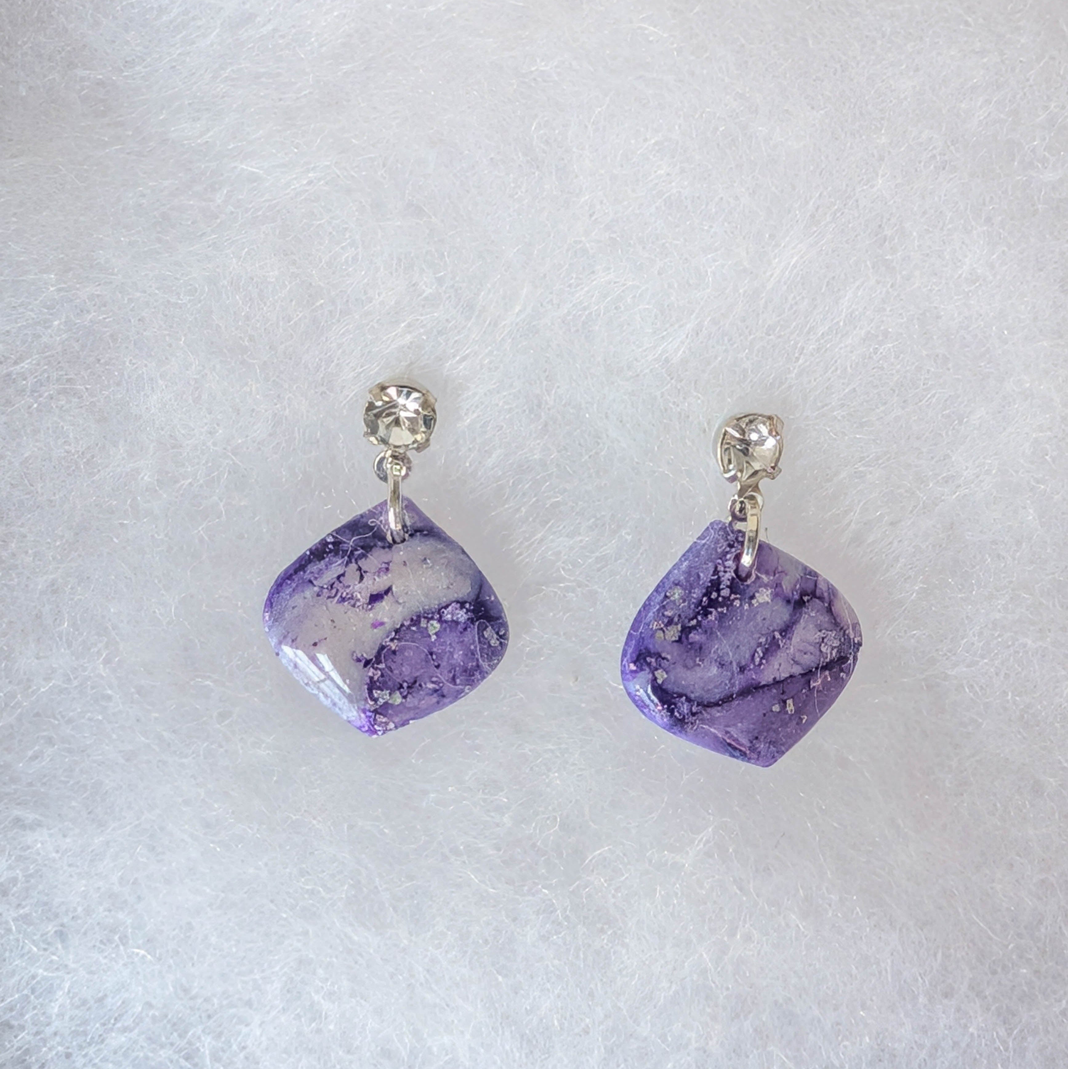 Purple Faux Stone Statement Earrings