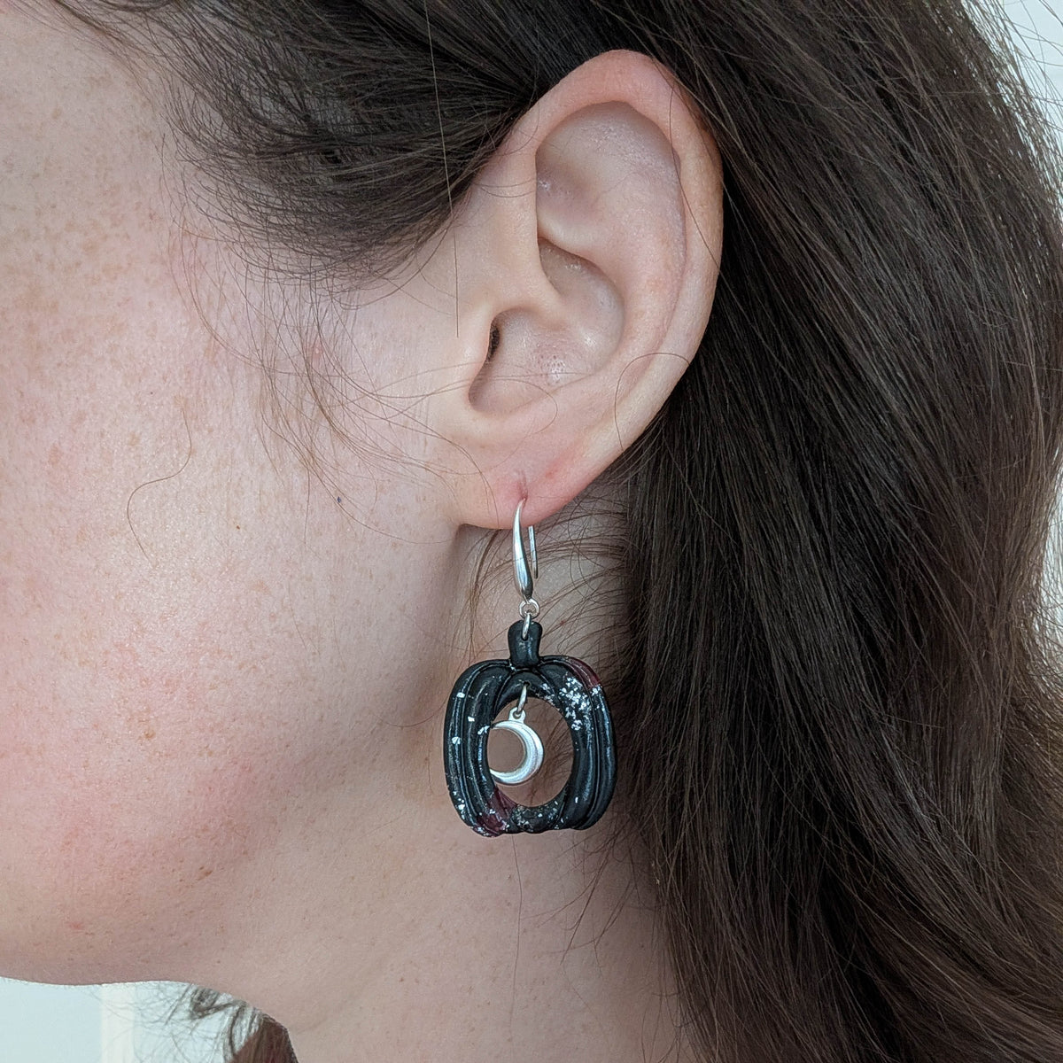 Gothic Red and Black Marble Dangle Earrings | Vampire Marble