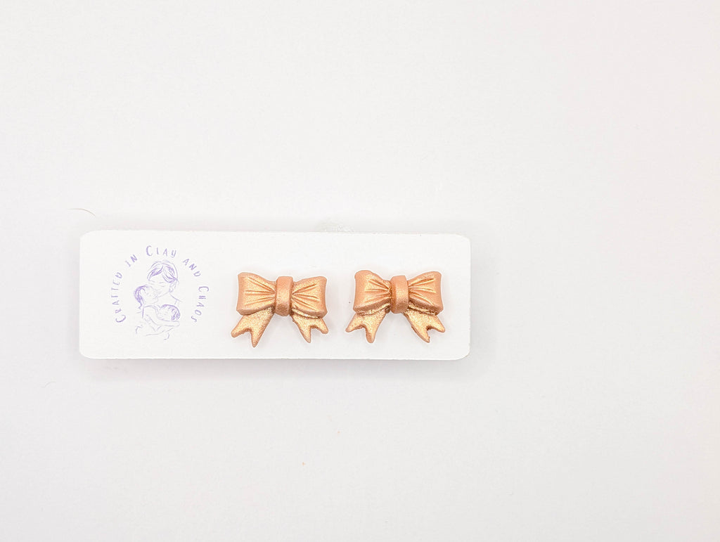 Cottagecore Polymer Clay Bow Stud Earrings