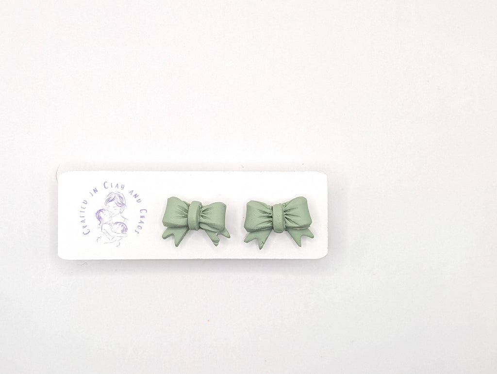 Cottagecore Polymer Clay Bow Stud Earrings