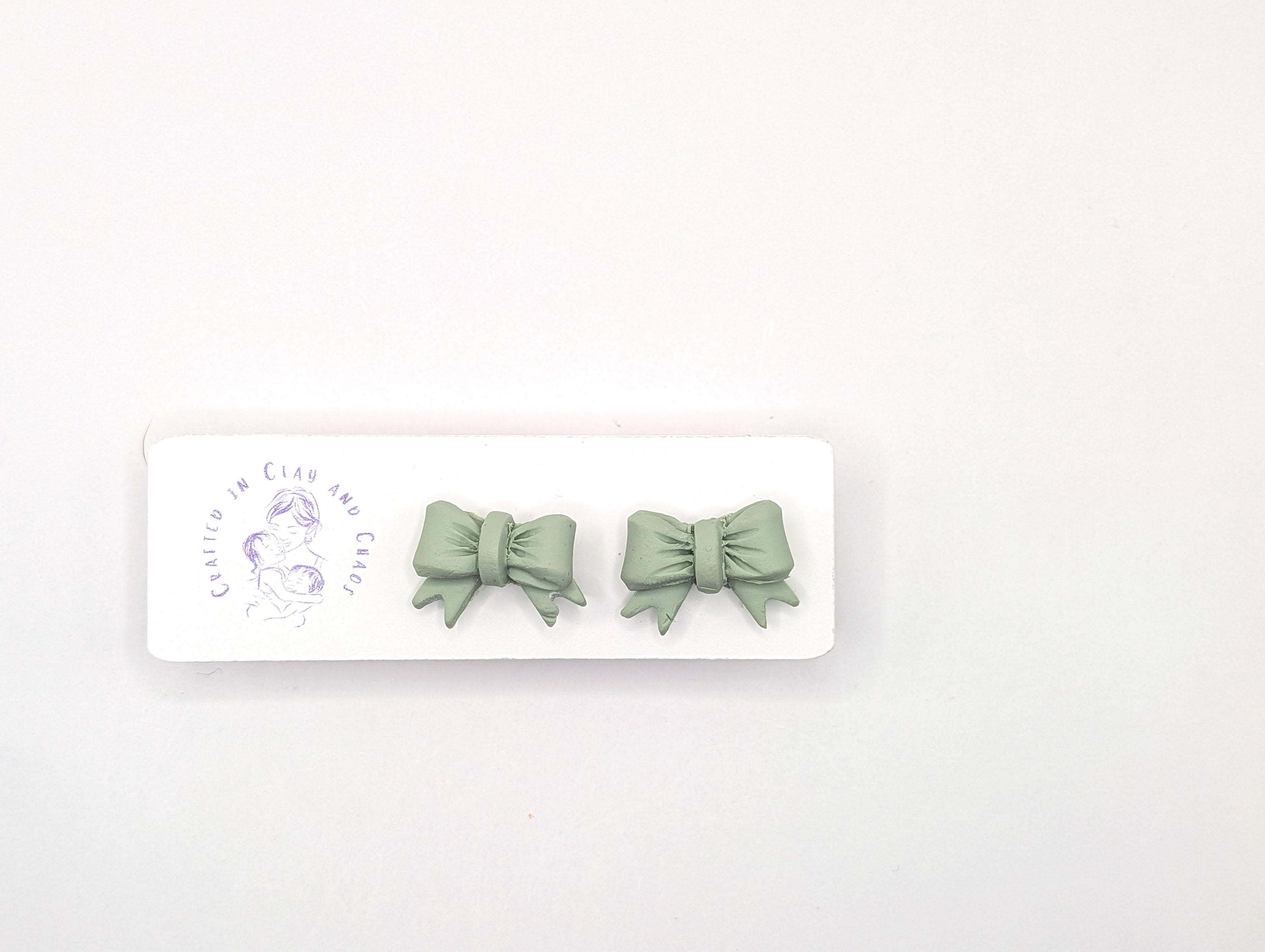 Cottagecore Polymer Clay Bow Stud Earrings