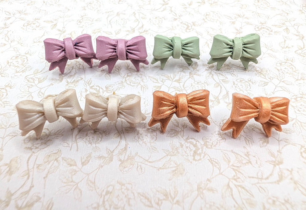 Cottagecore Polymer Clay Bow Stud Earrings