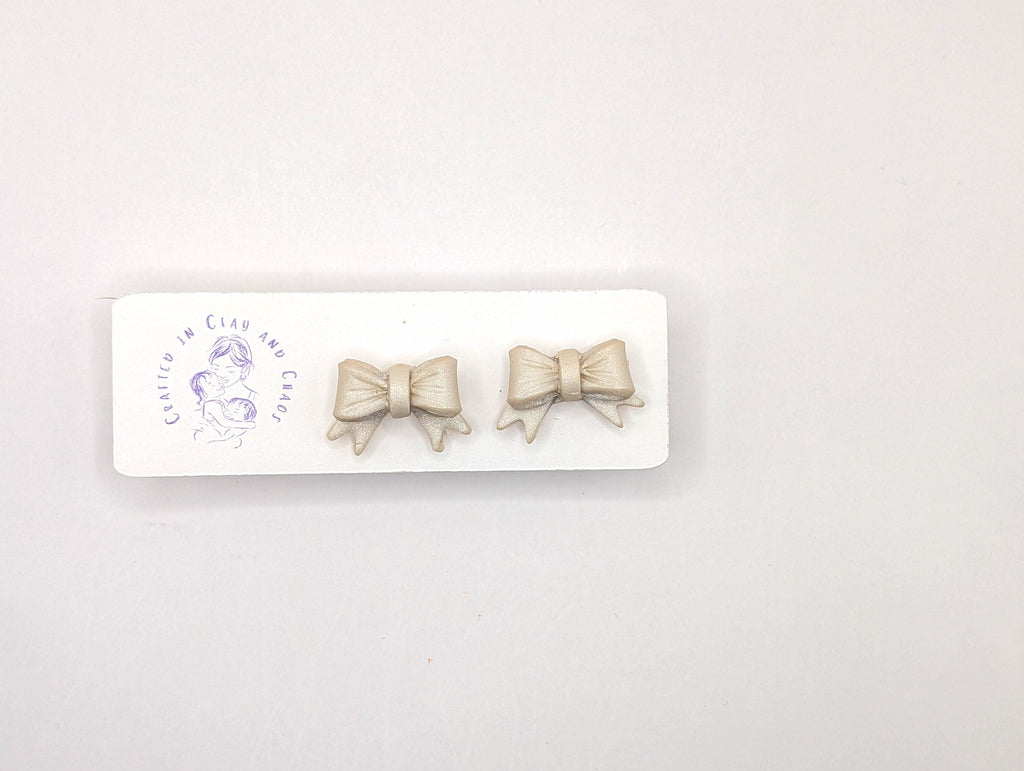 Cottagecore Polymer Clay Bow Stud Earrings