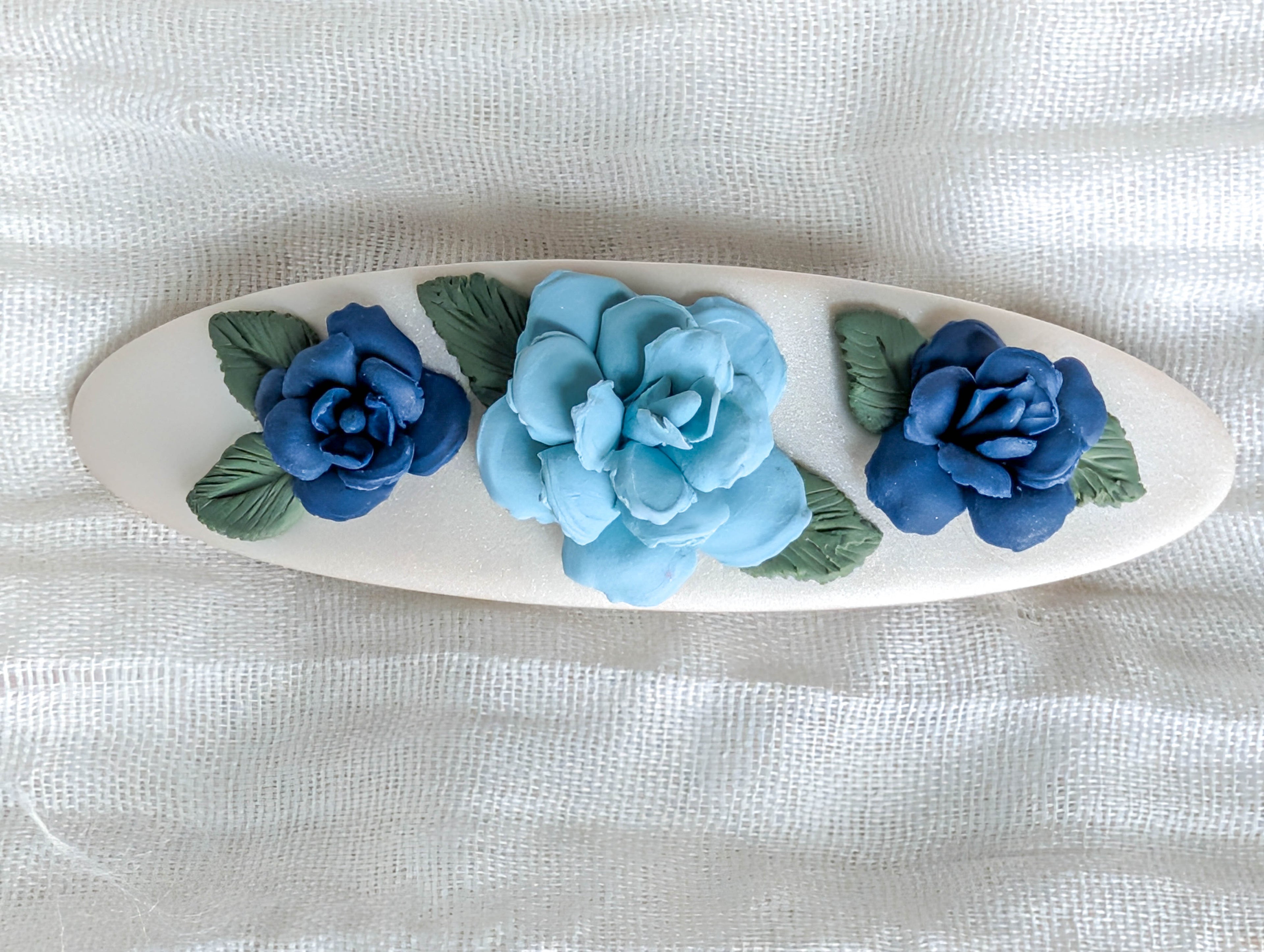 Handcrafted Blue Rose Hair Clip