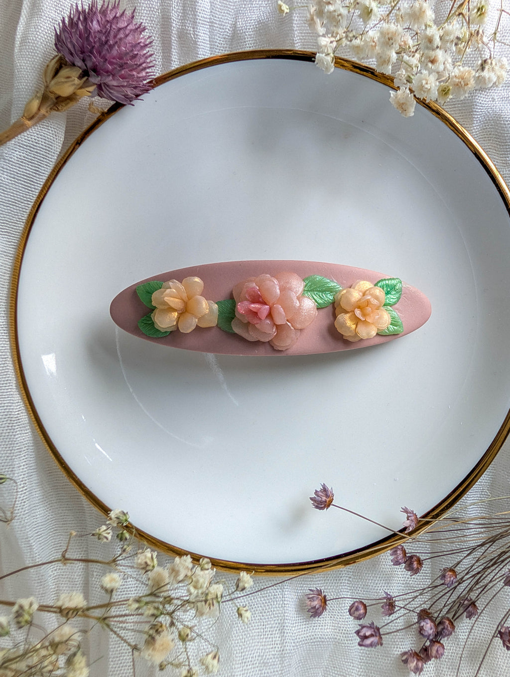 Handmade "Glass" Rose Hair Clip