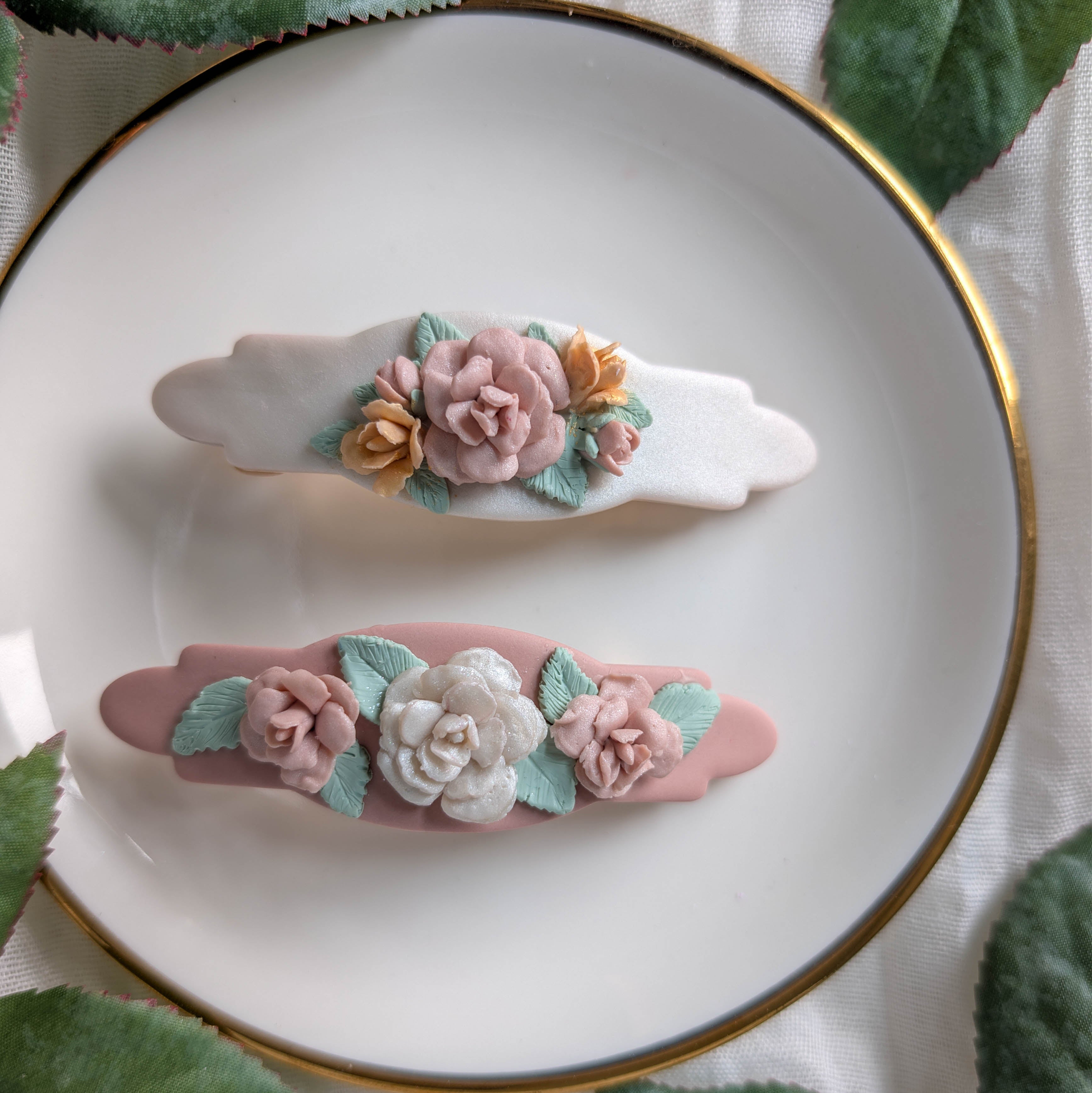 Romantic Handcrafted Rose French Barrette
