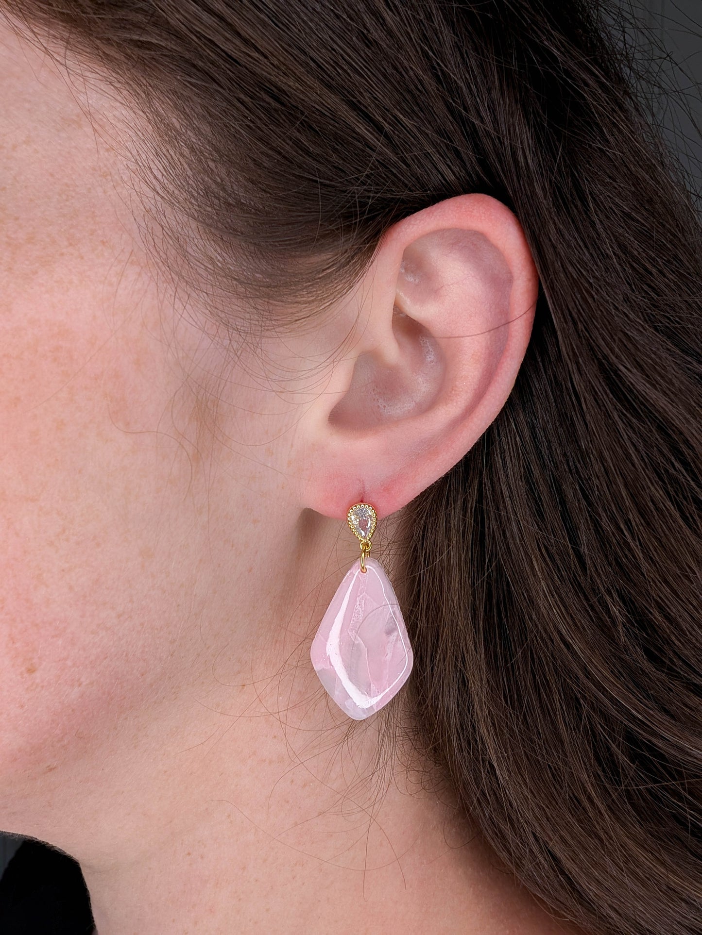 Translucent Pastel Pink Earrings: Lightweight Soft Luxe Statement Jewelry