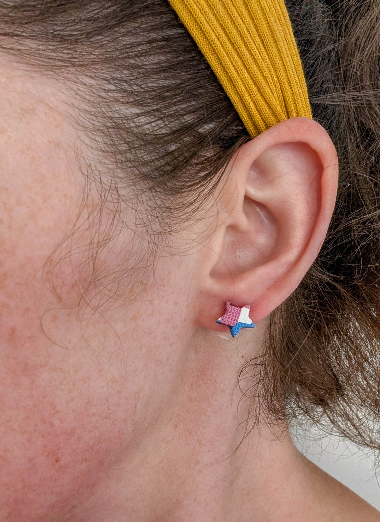 Patriotic Gingham Star Stud Earrings for Fourth of July Celebrations