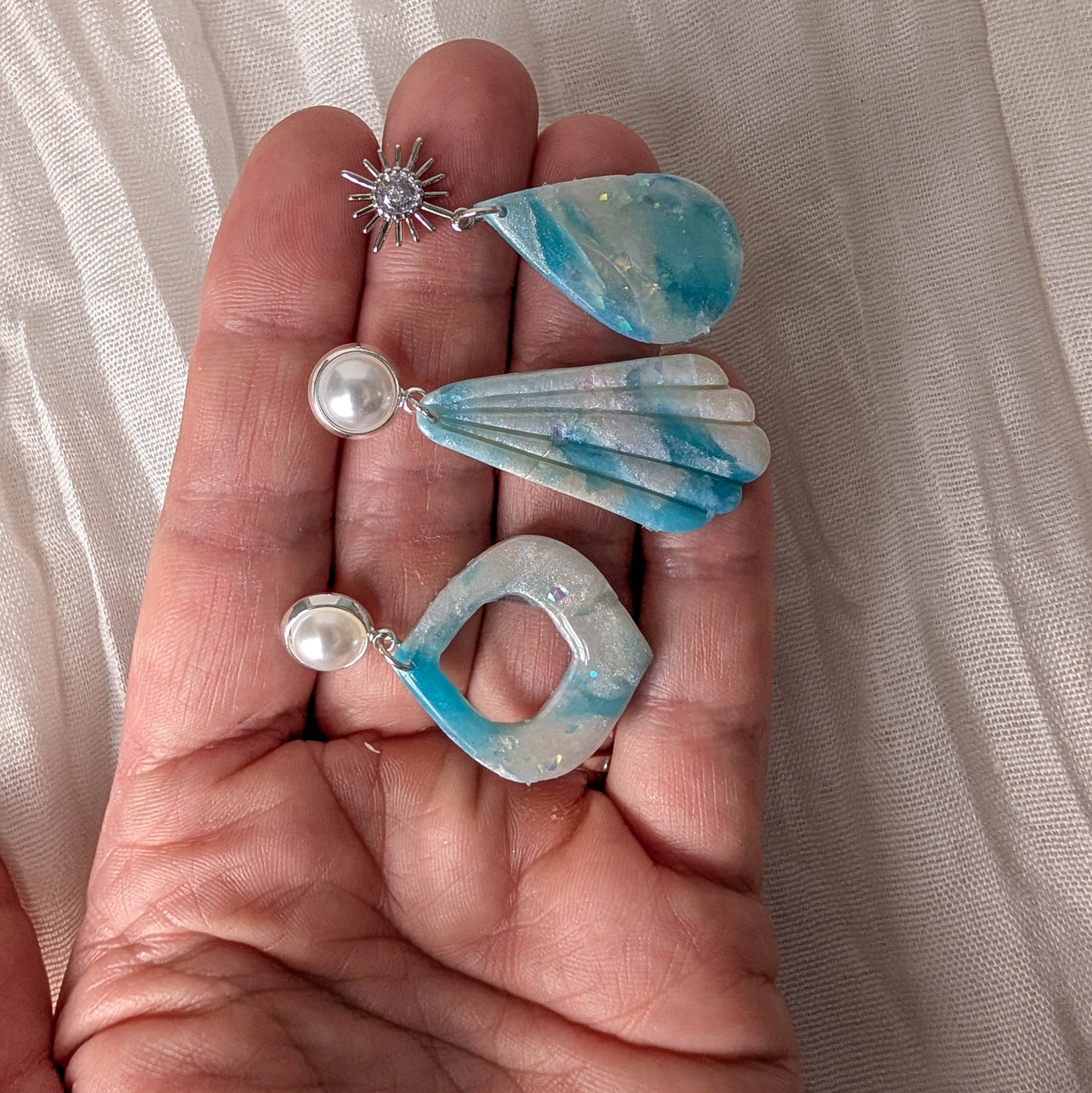 Ocean Glass Beach Wedding Earrings