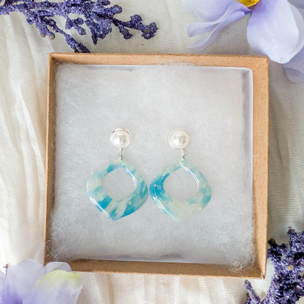 Ocean Glass Beach Wedding Earrings
