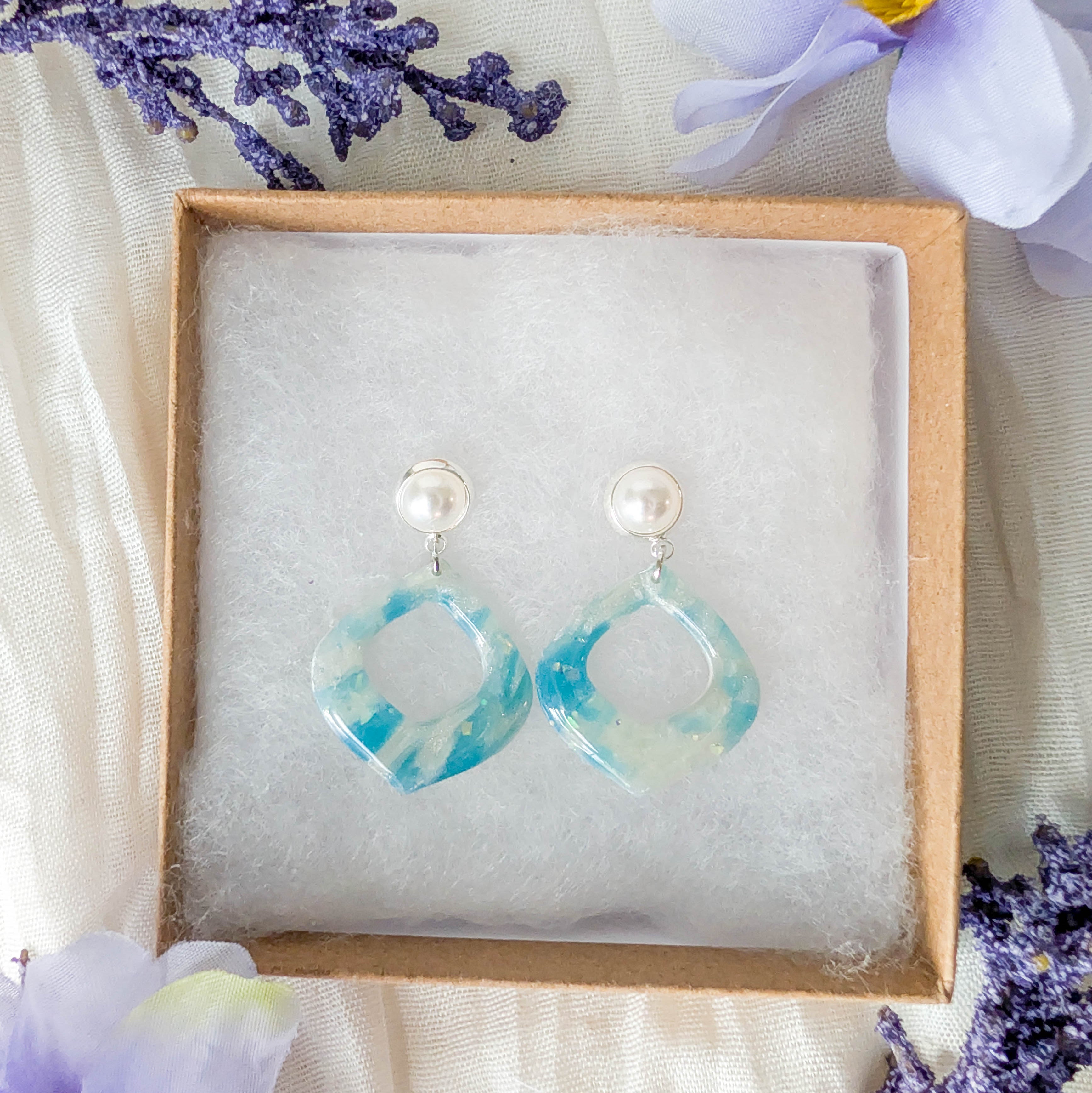 Ocean Glass Beach Wedding Earrings