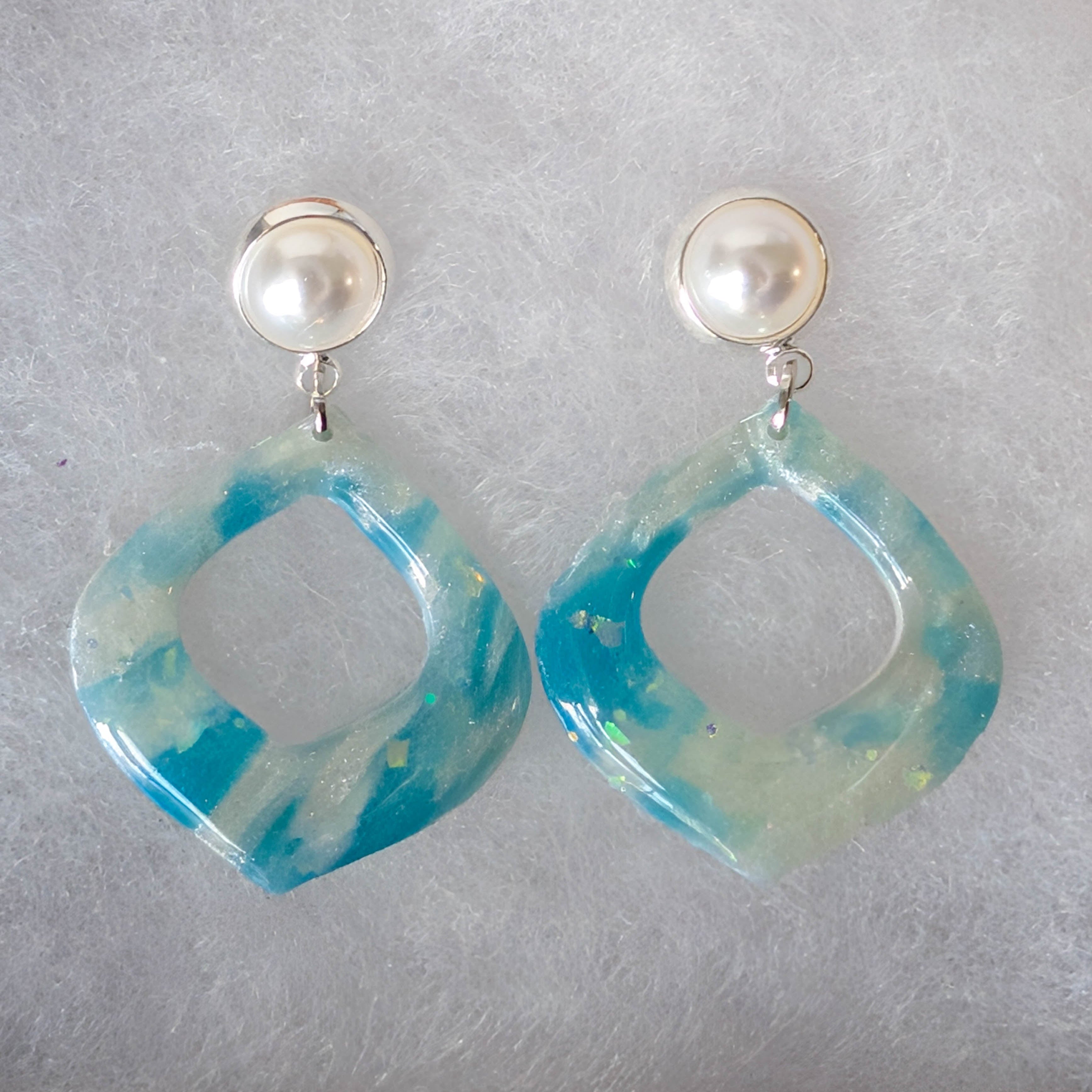 Ocean Glass Beach Wedding Earrings
