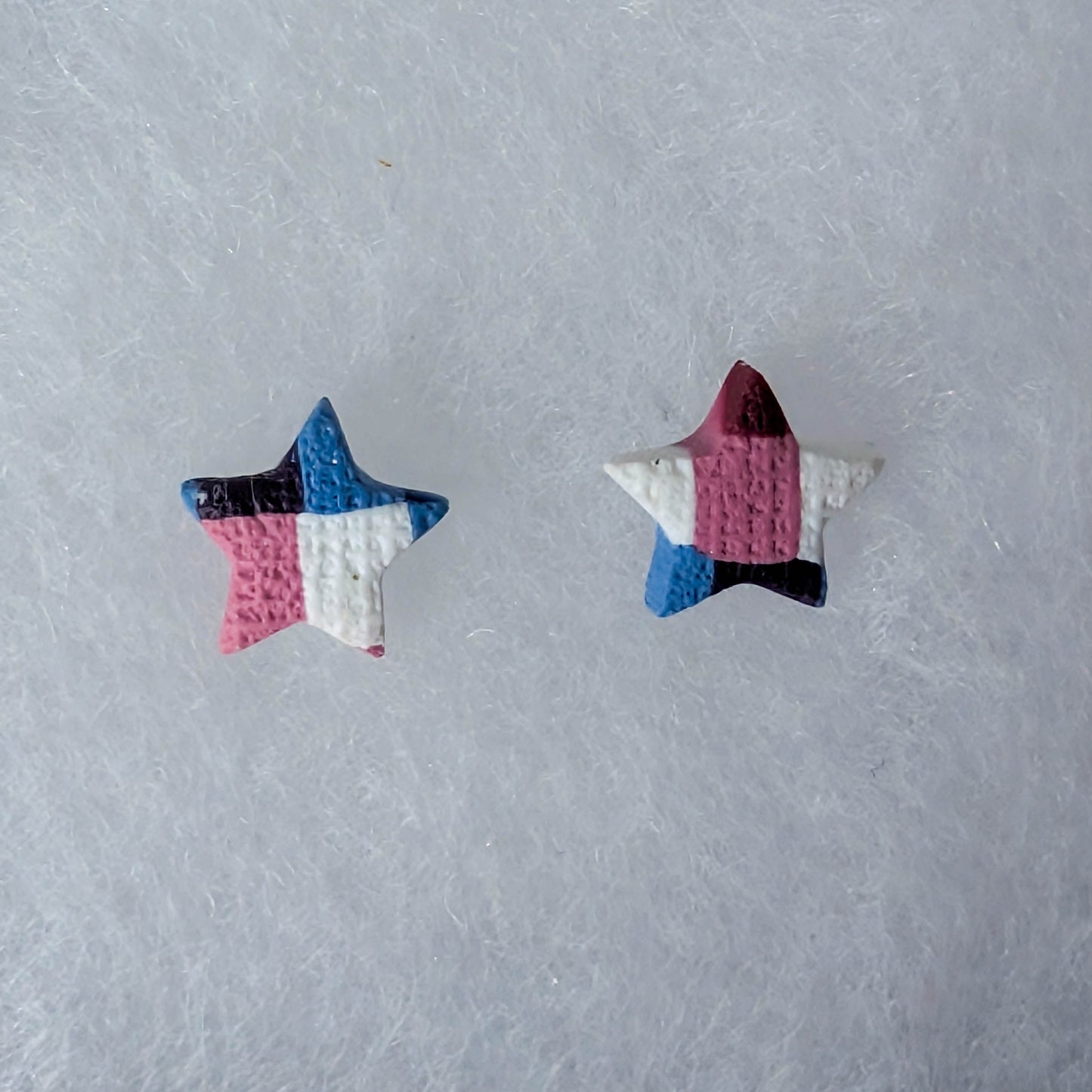 Patriotic Gingham Star Stud Earrings for Fourth of July Celebrations