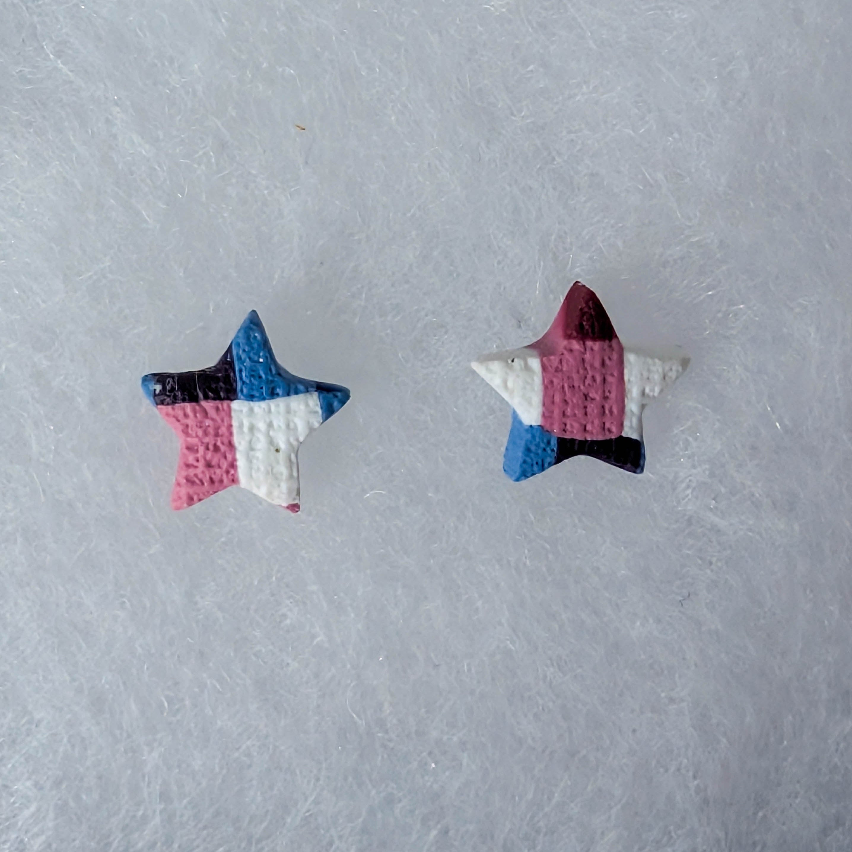 Patriotic Gingham Star Stud Earrings for Fourth of July Celebrations