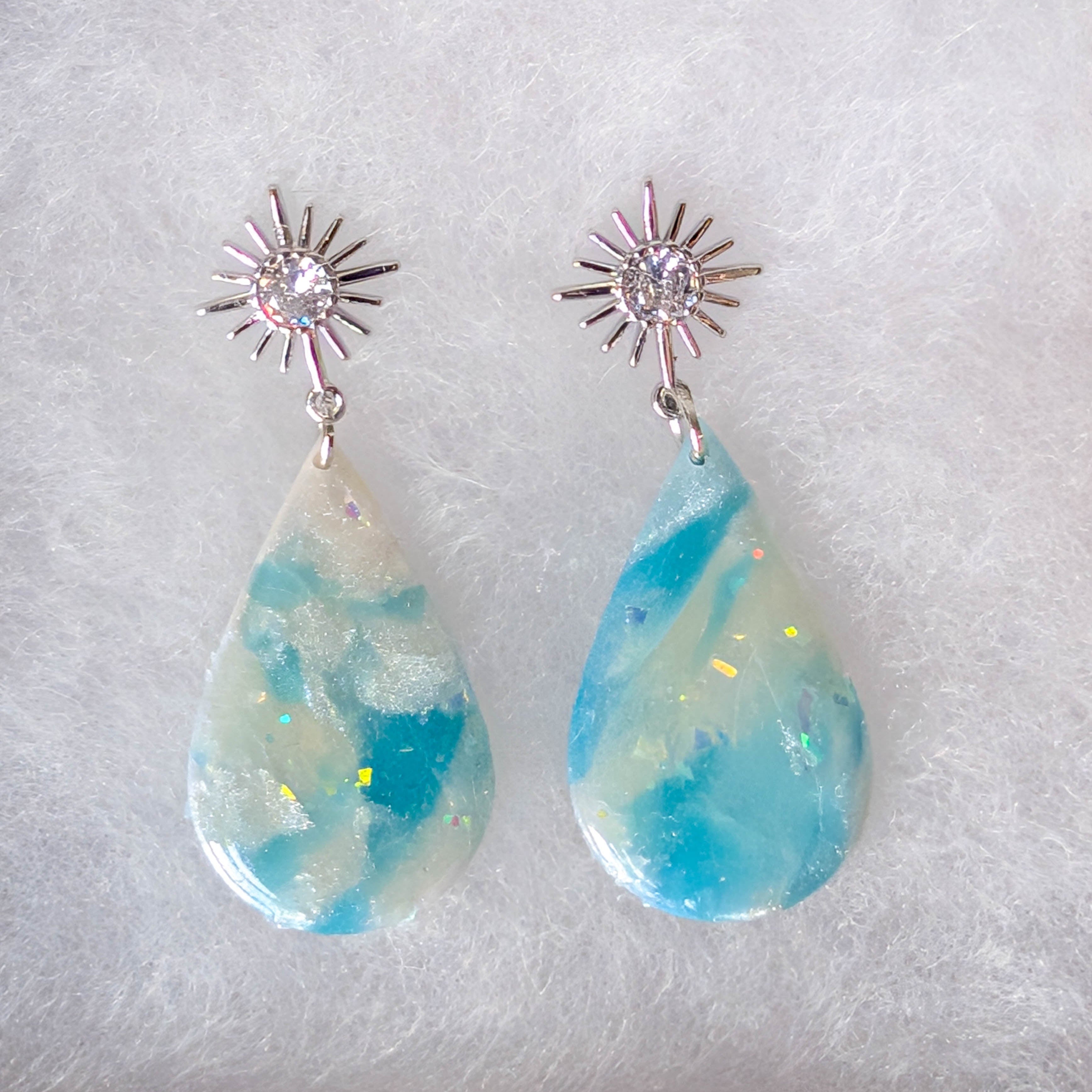 Ocean Glass Beach Wedding Earrings