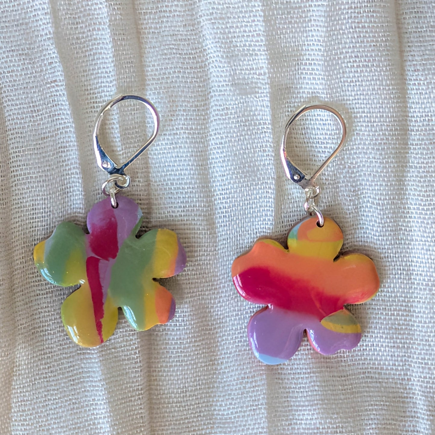 Abstract Rainbow Swirl Earrings
