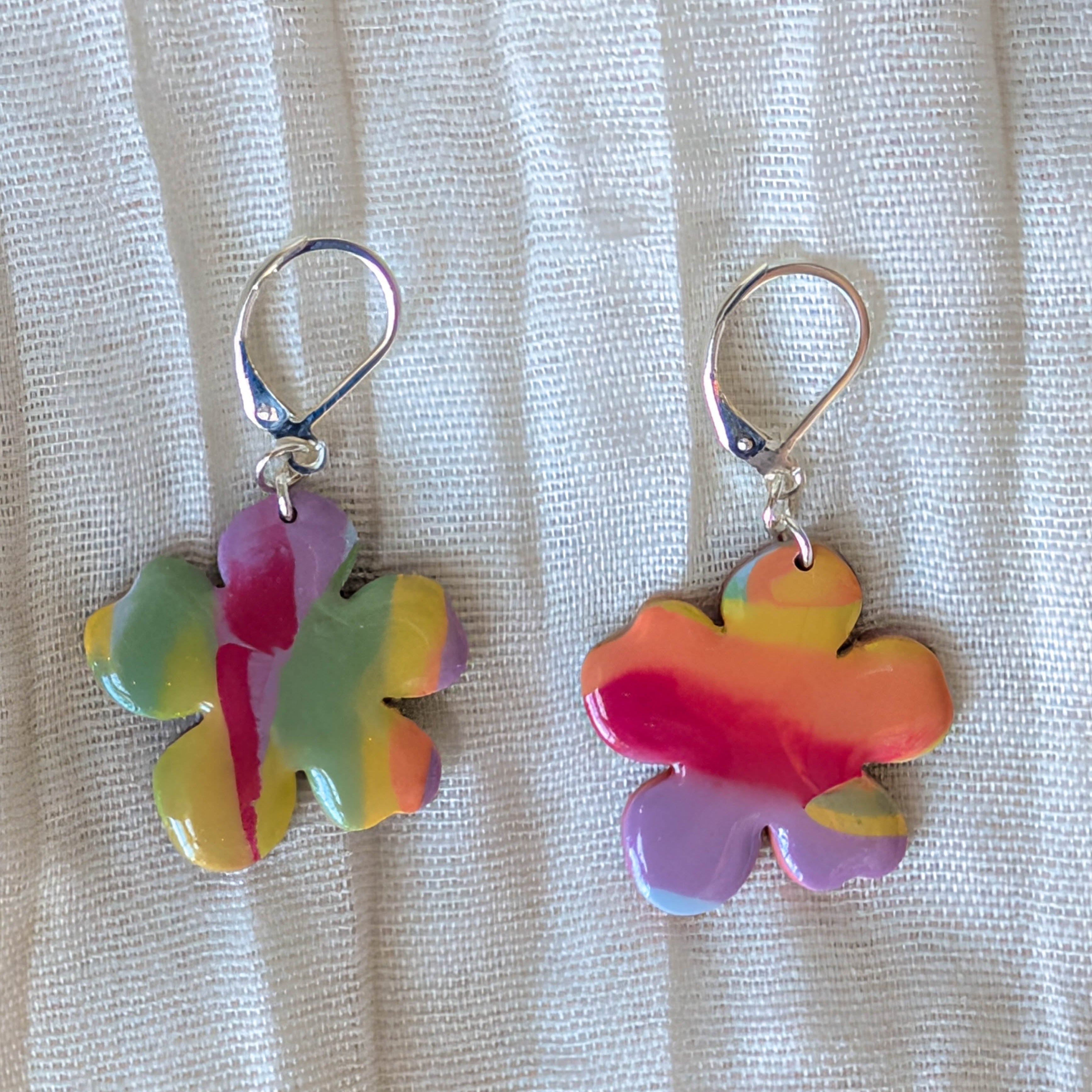 Abstract Rainbow Swirl Earrings