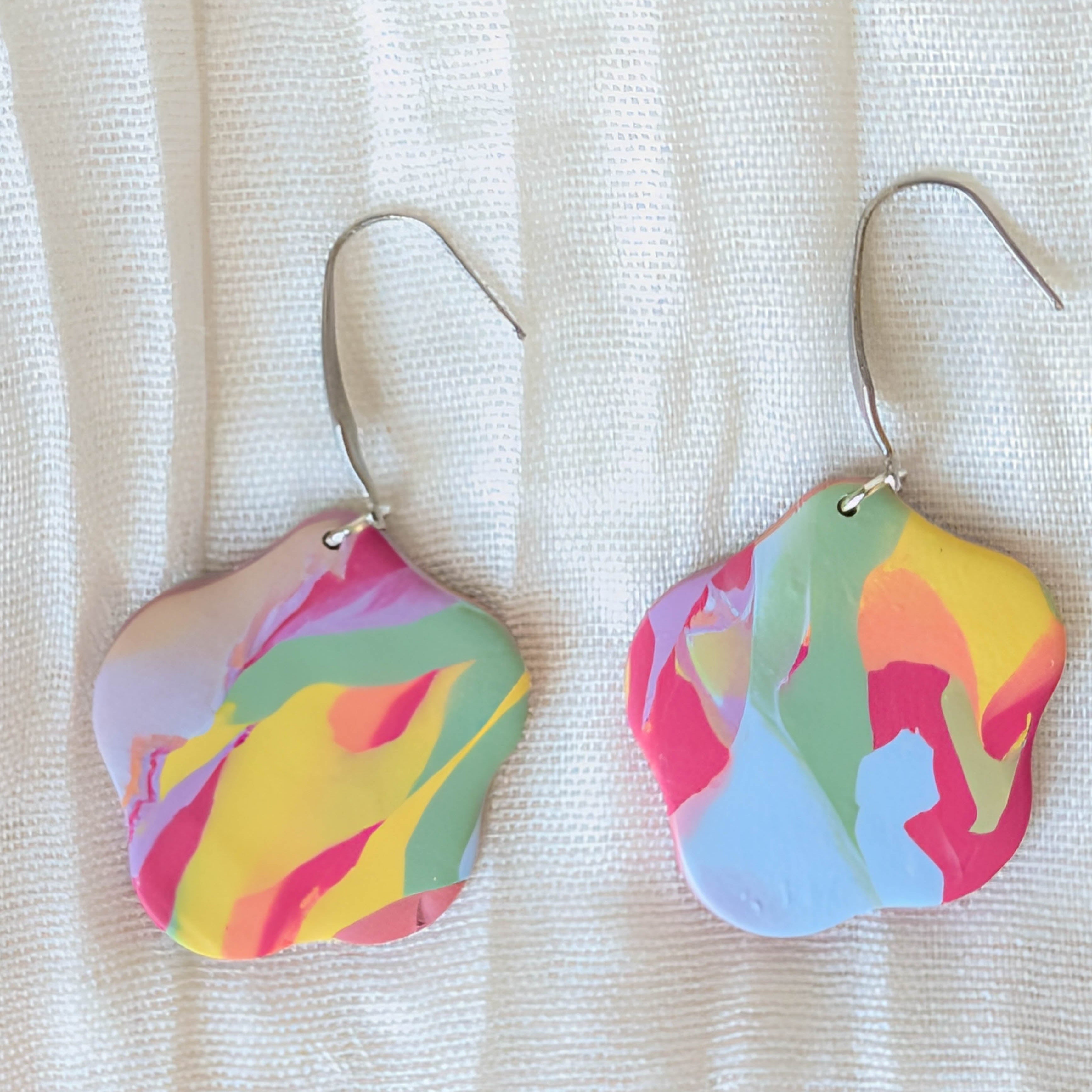 Abstract Rainbow Swirl Earrings