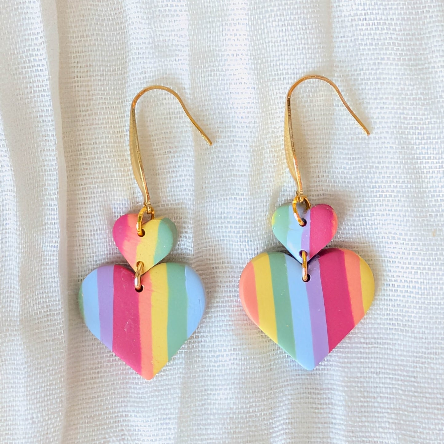 Rainbow Double Heart Earrings