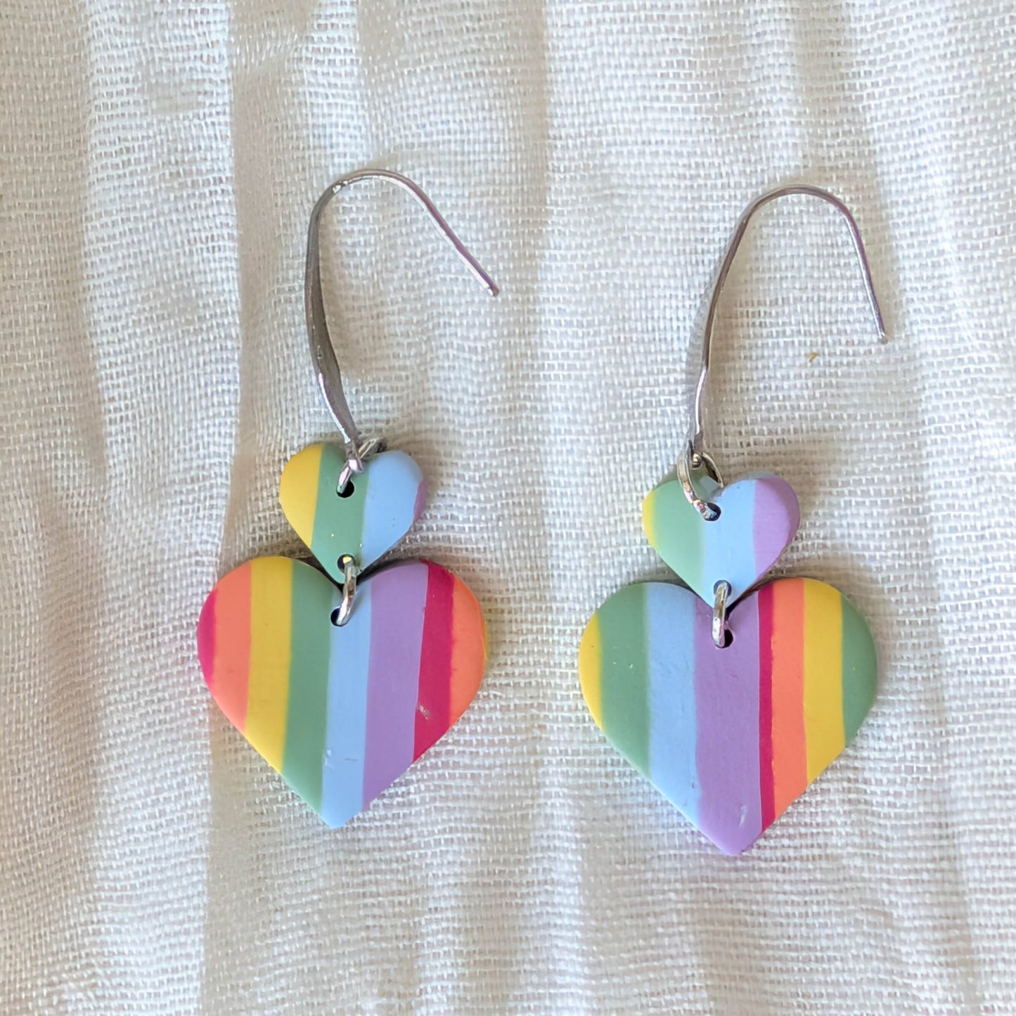Rainbow Double Heart Earrings