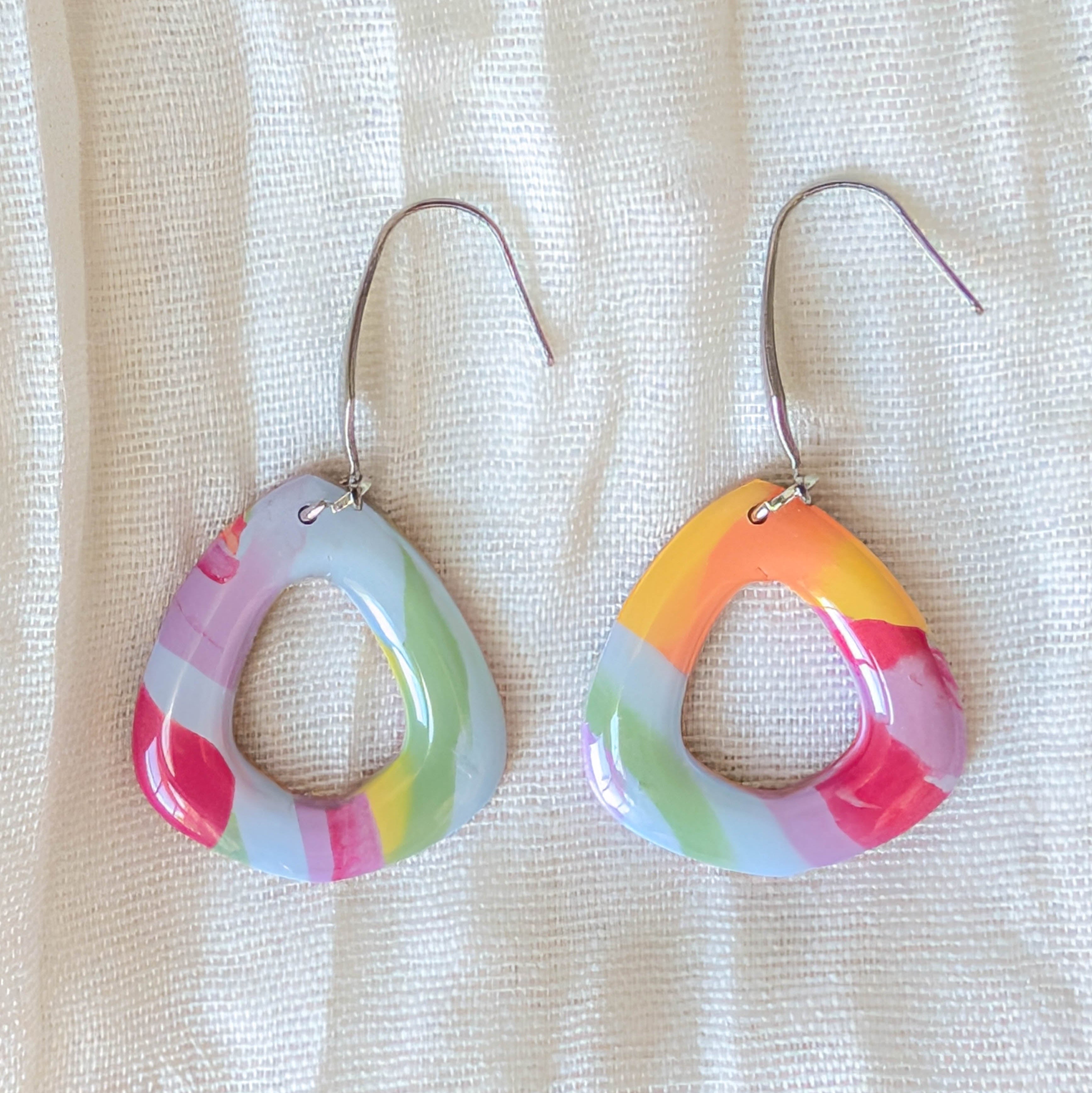 Abstract Rainbow Swirl Earrings