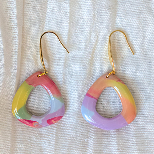 Abstract Rainbow Swirl Earrings