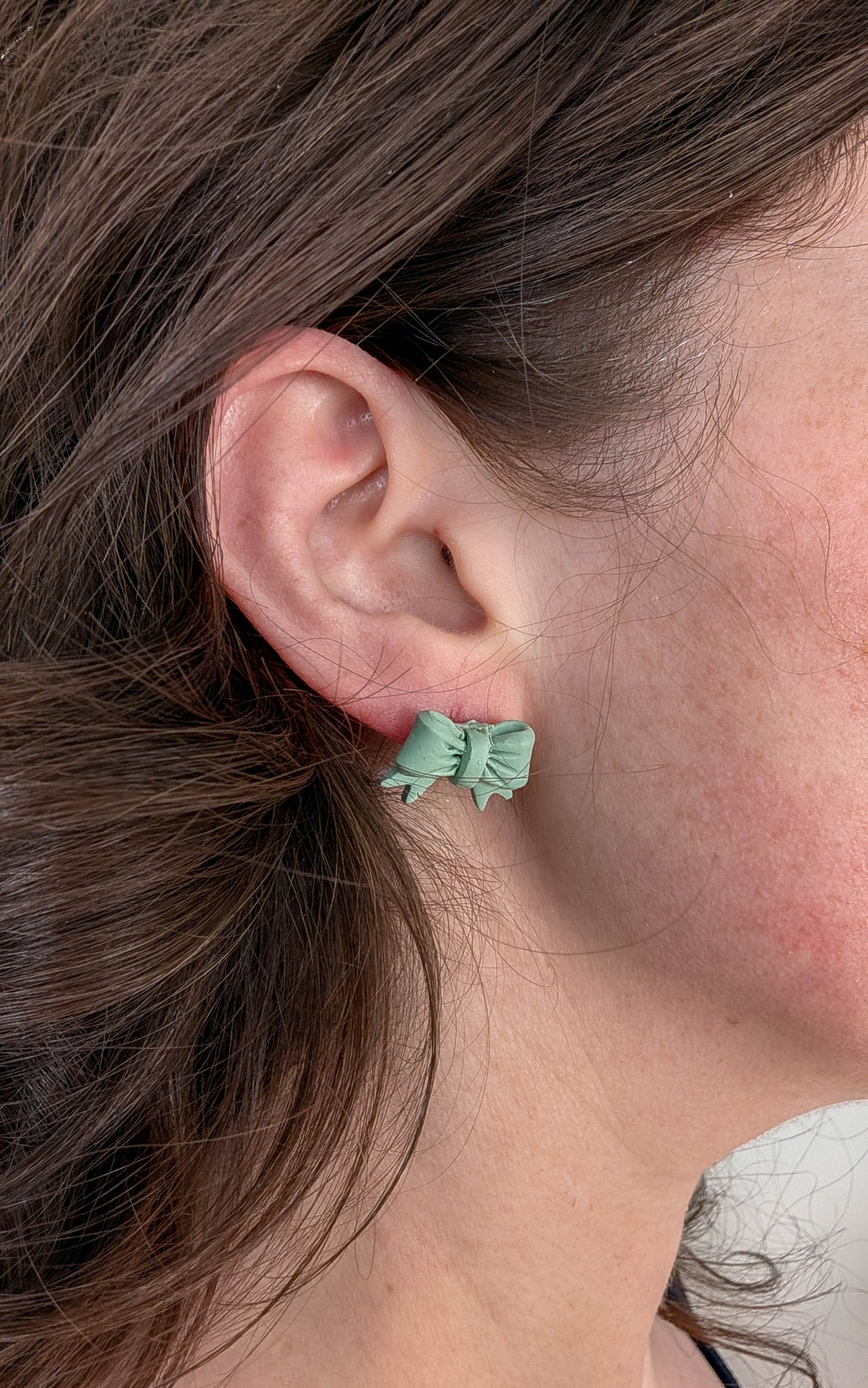 Cottagecore Polymer Clay Bow Stud Earrings