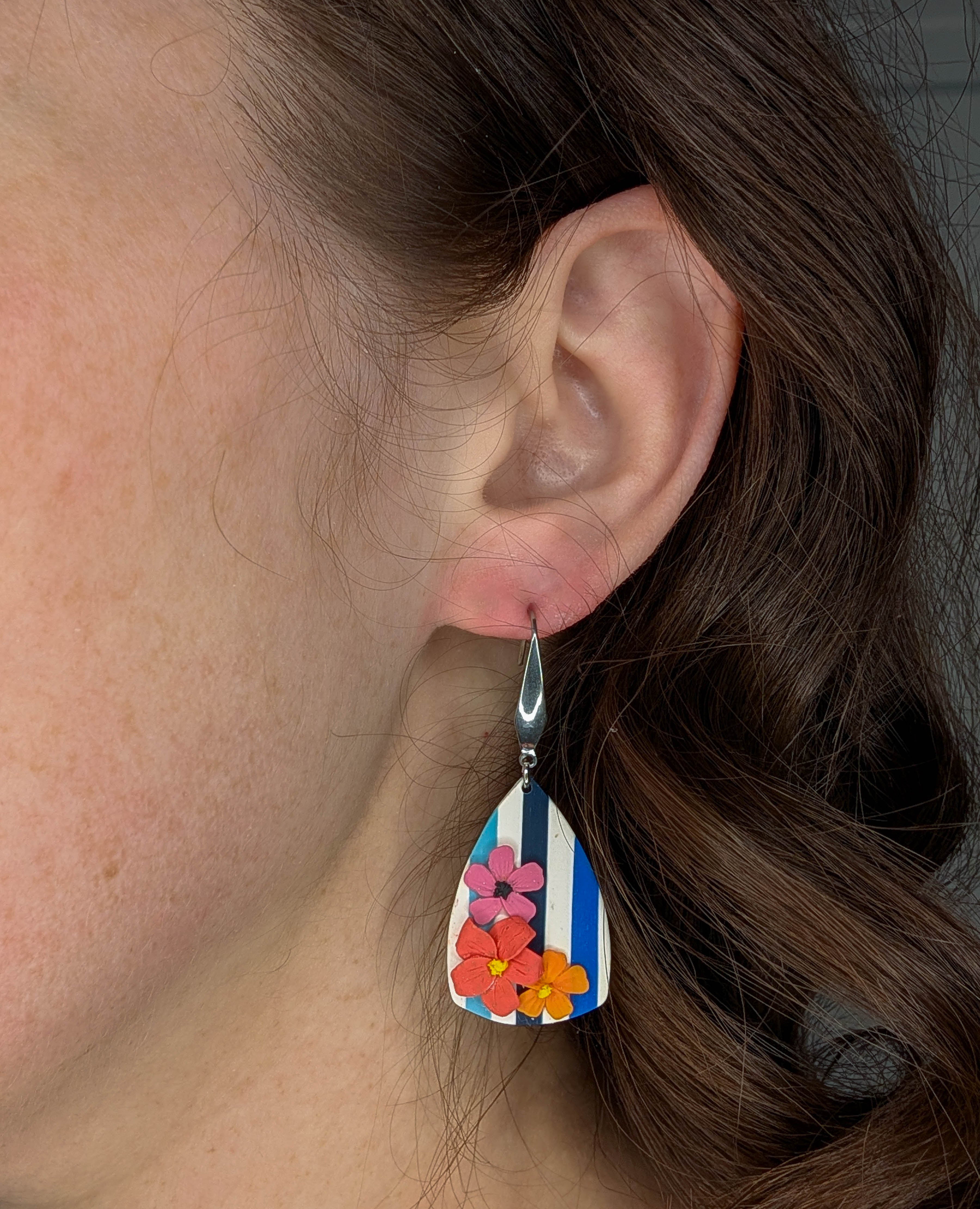 Tropical Flower Polymer Clay Earrings