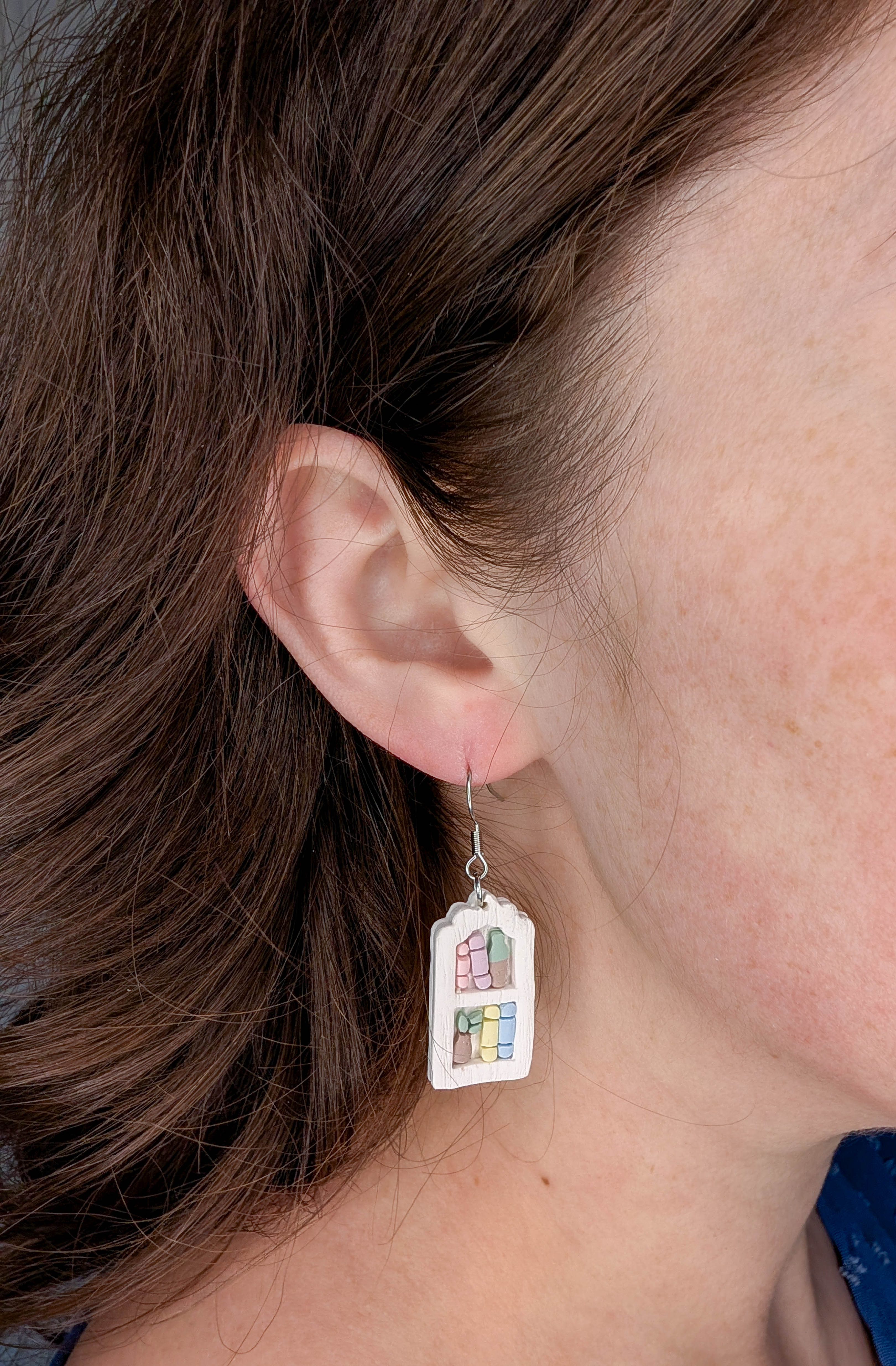Pastel Bookshelf Earrings