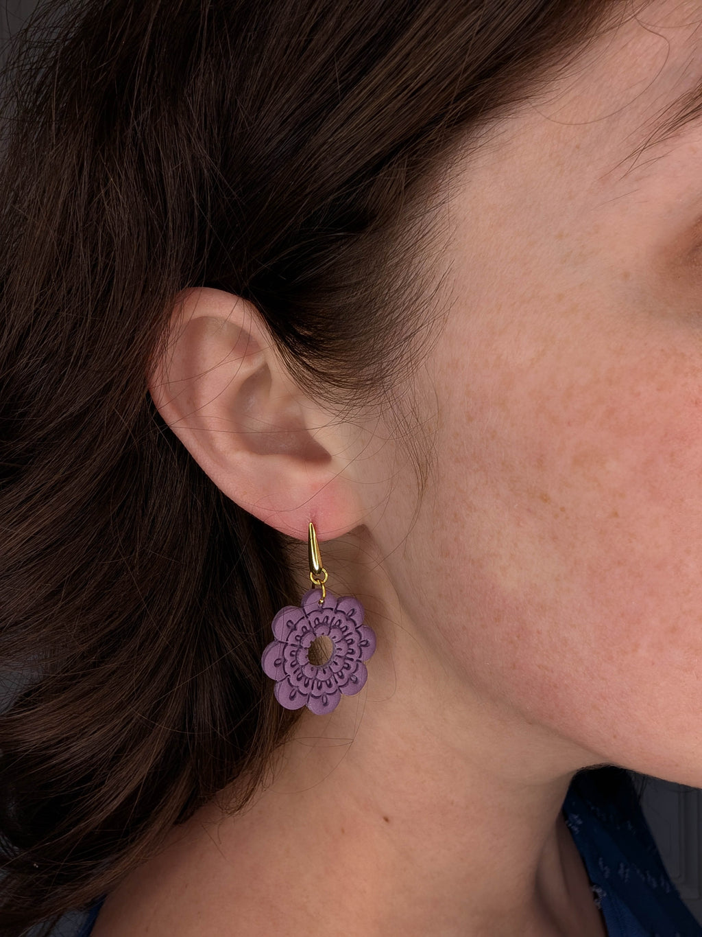 Minimalist Mandala Flower Earrings