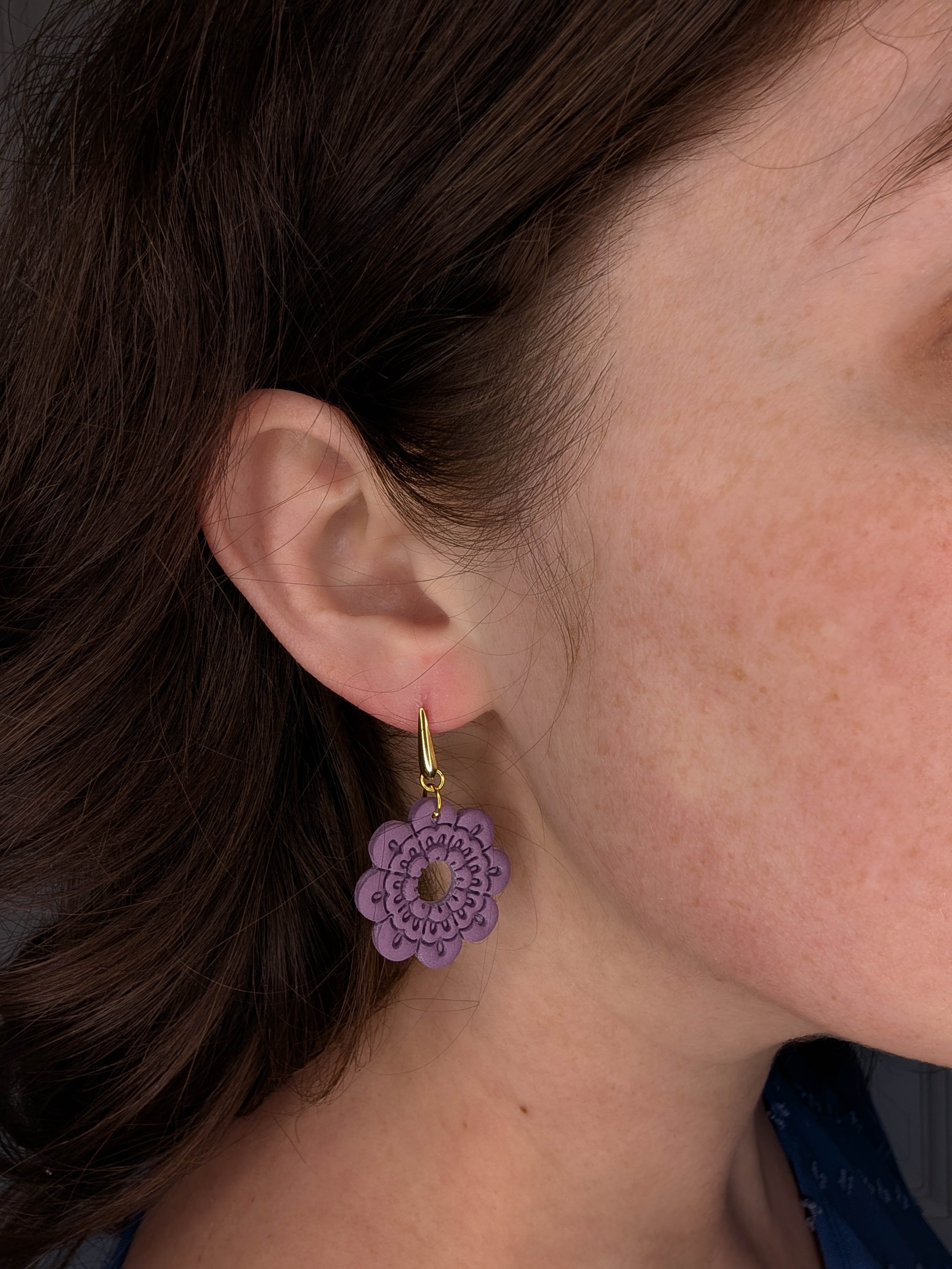 Minimalist Mandala Flower Earrings