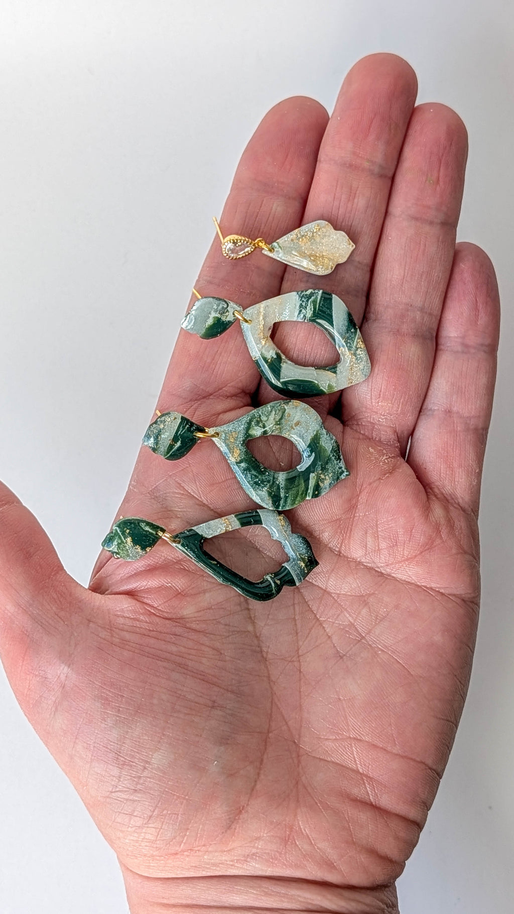 Forest Green Marble Polymer Clay Earrings