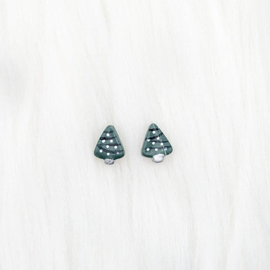 Mini Christmas tree studs with silver lights