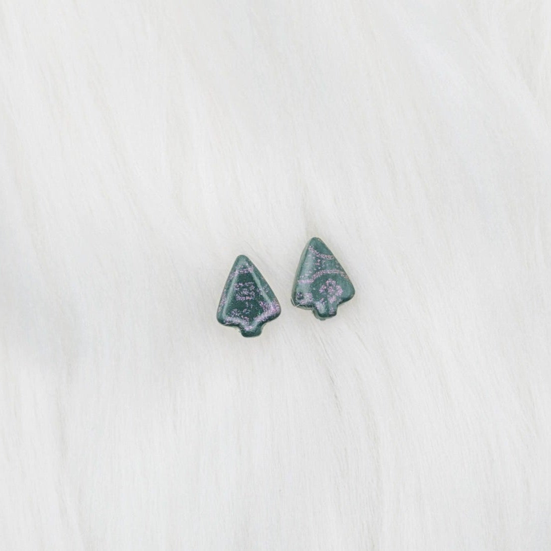 Mini Christmas tree studs with gold mica
