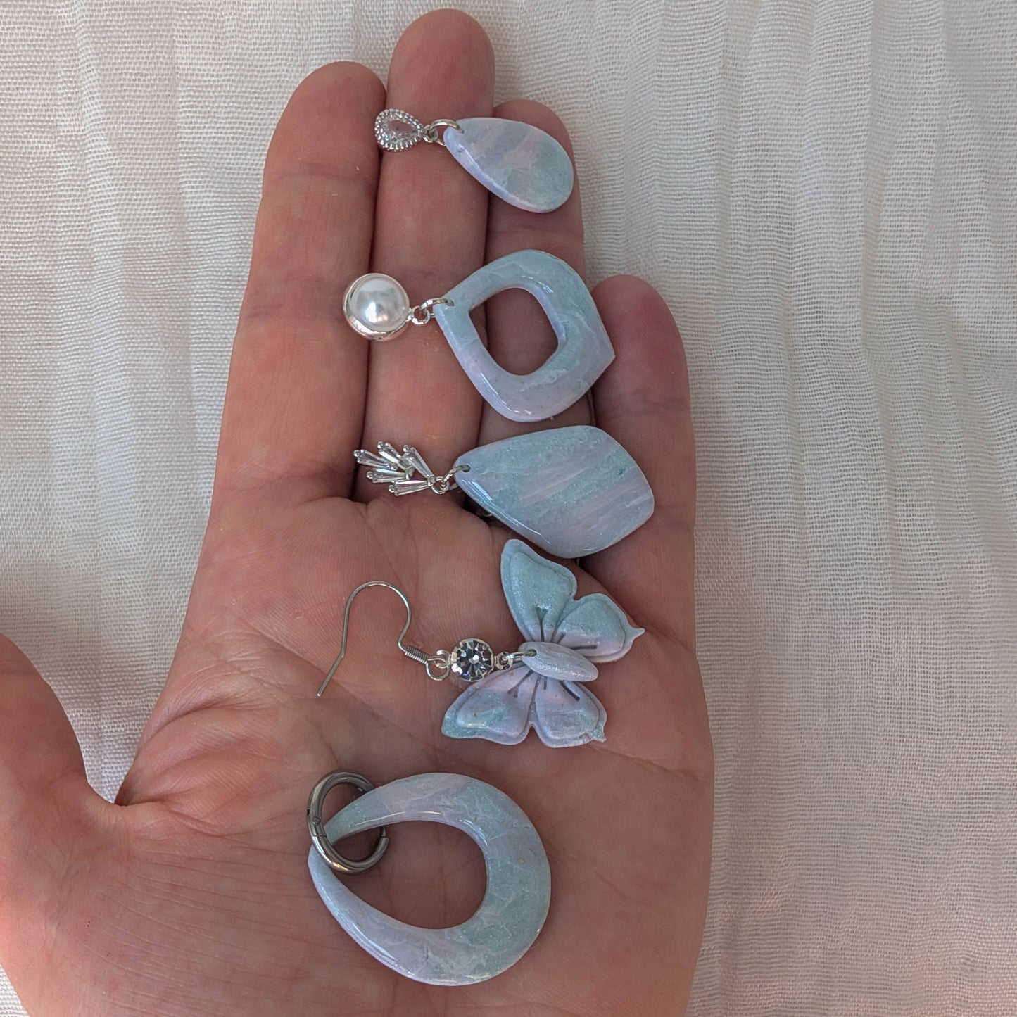 Pastel Pink, Purple, Blue Marble Clay Earrings for Brunch and Spring Garden Parties