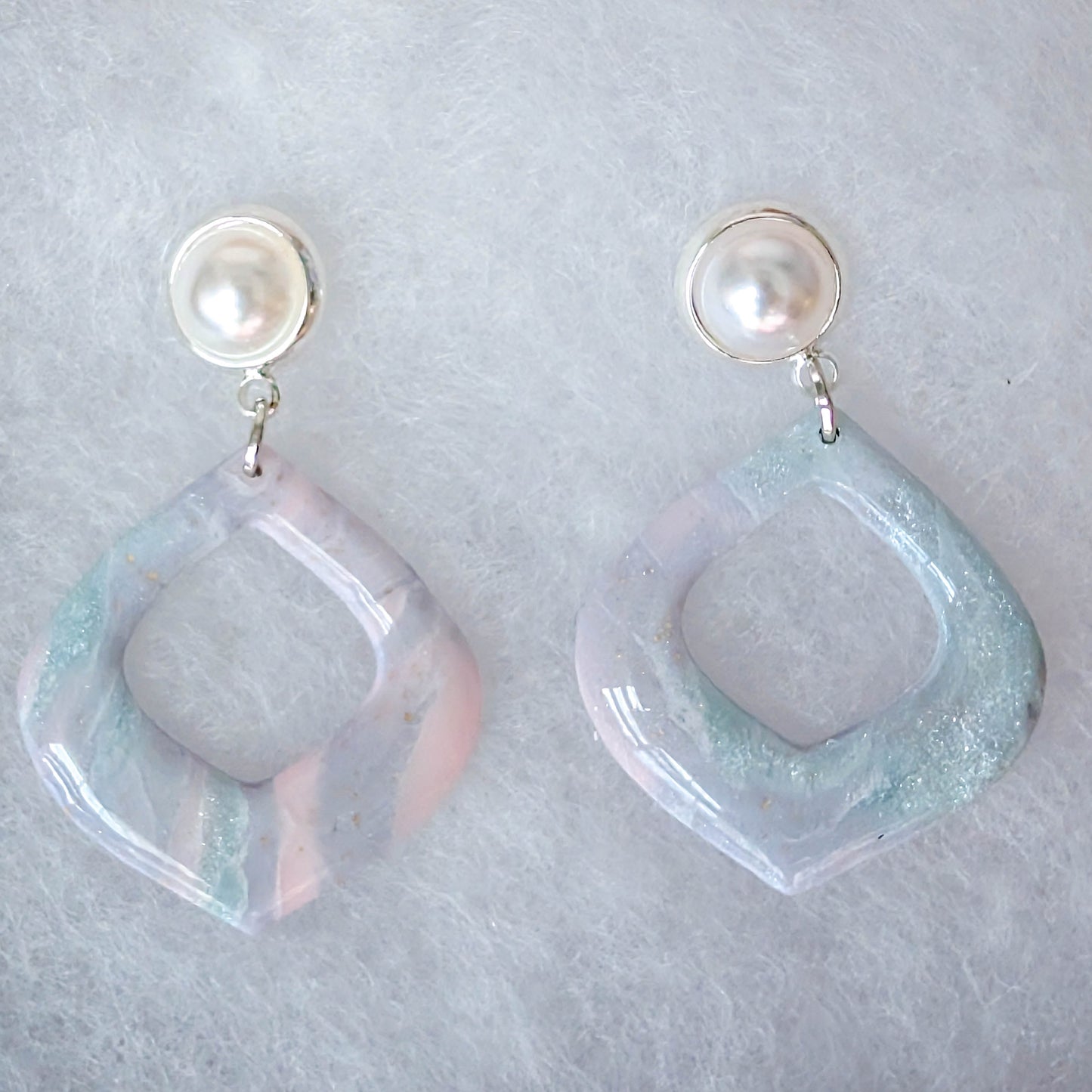 Pastel Pink, Purple, Blue Marble Clay Earrings for Brunch and Spring Garden Parties