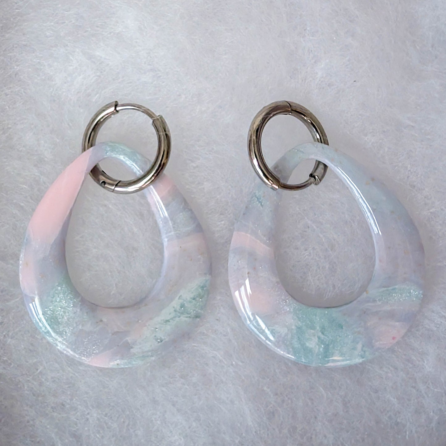 Pastel Pink, Purple, Blue Marble Clay Earrings for Brunch and Spring Garden Parties