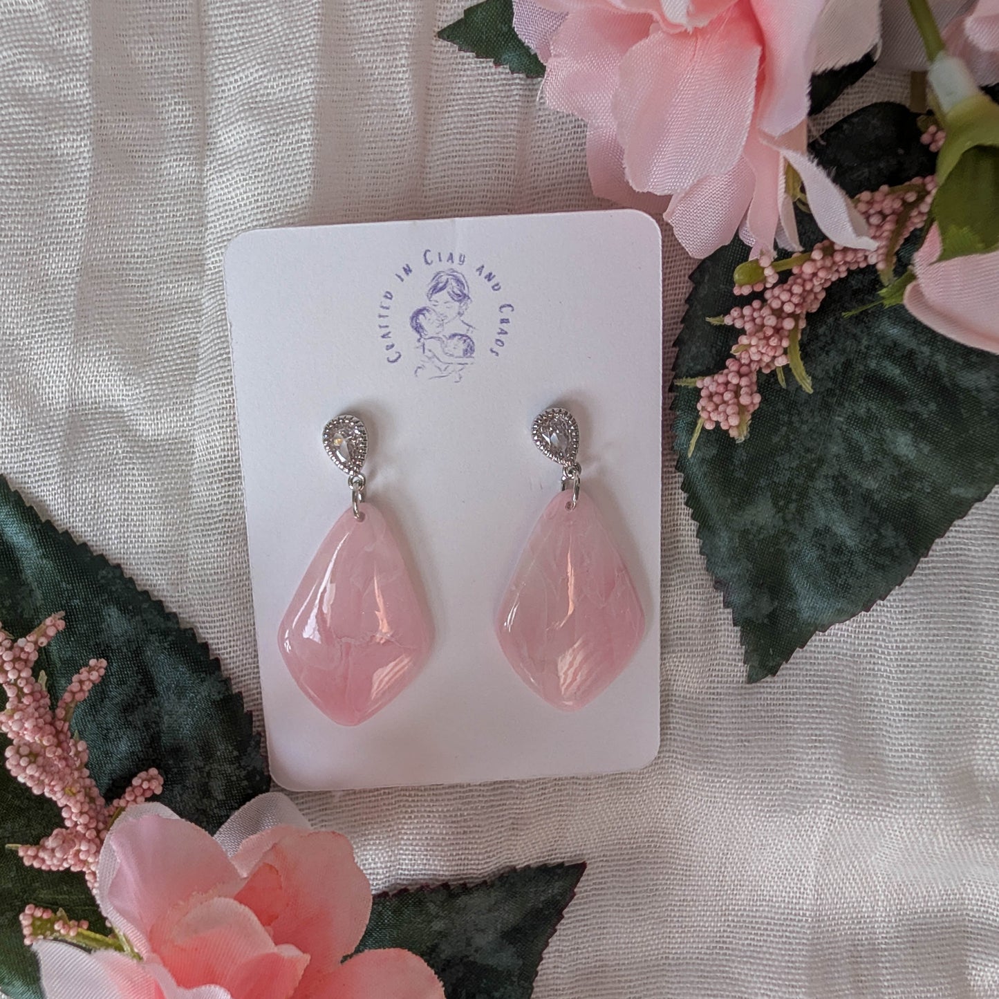 Translucent Pastel Pink Earrings: Lightweight Soft Luxe Statement Jewelry